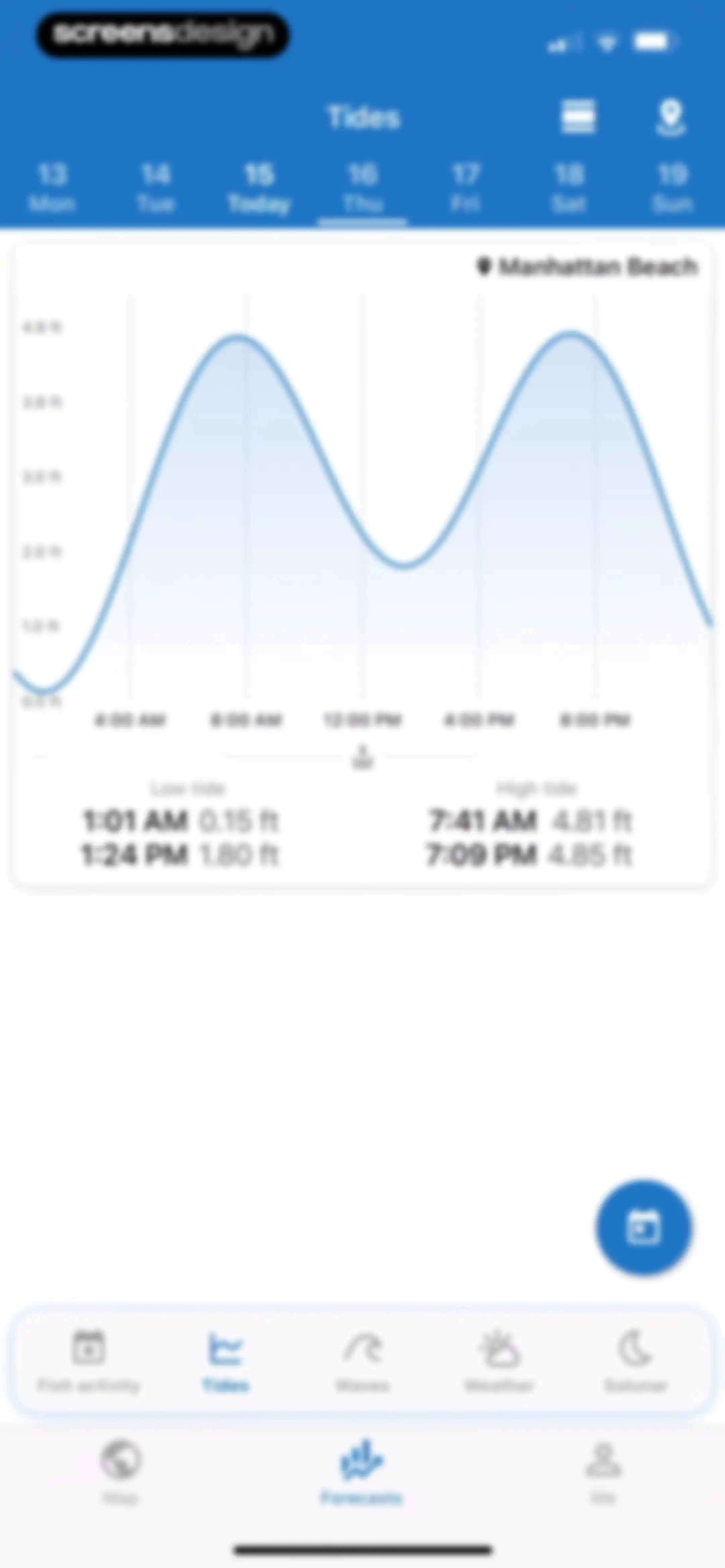 Fishing Points: Map & Forecast screen 89
