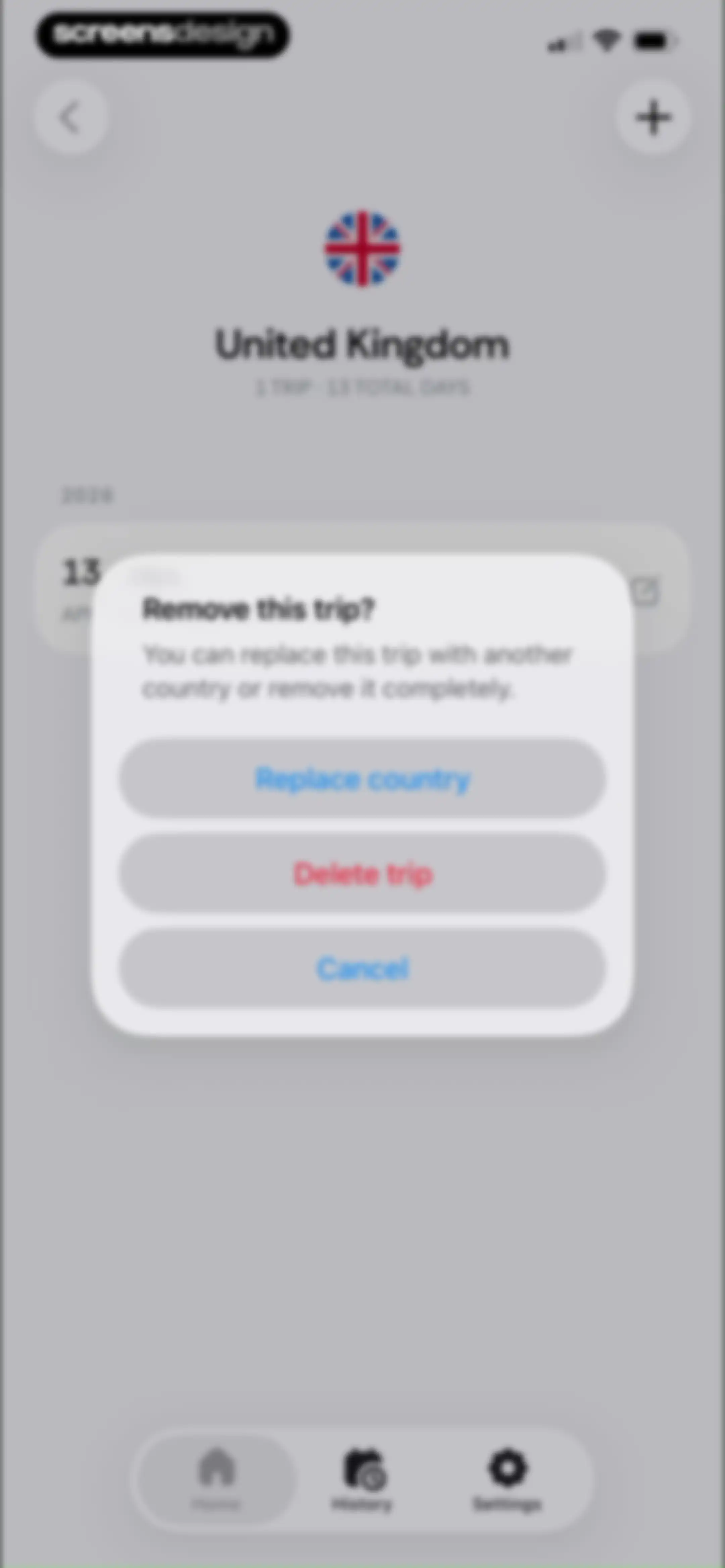 Country Days Tracker: Bounded screen 58