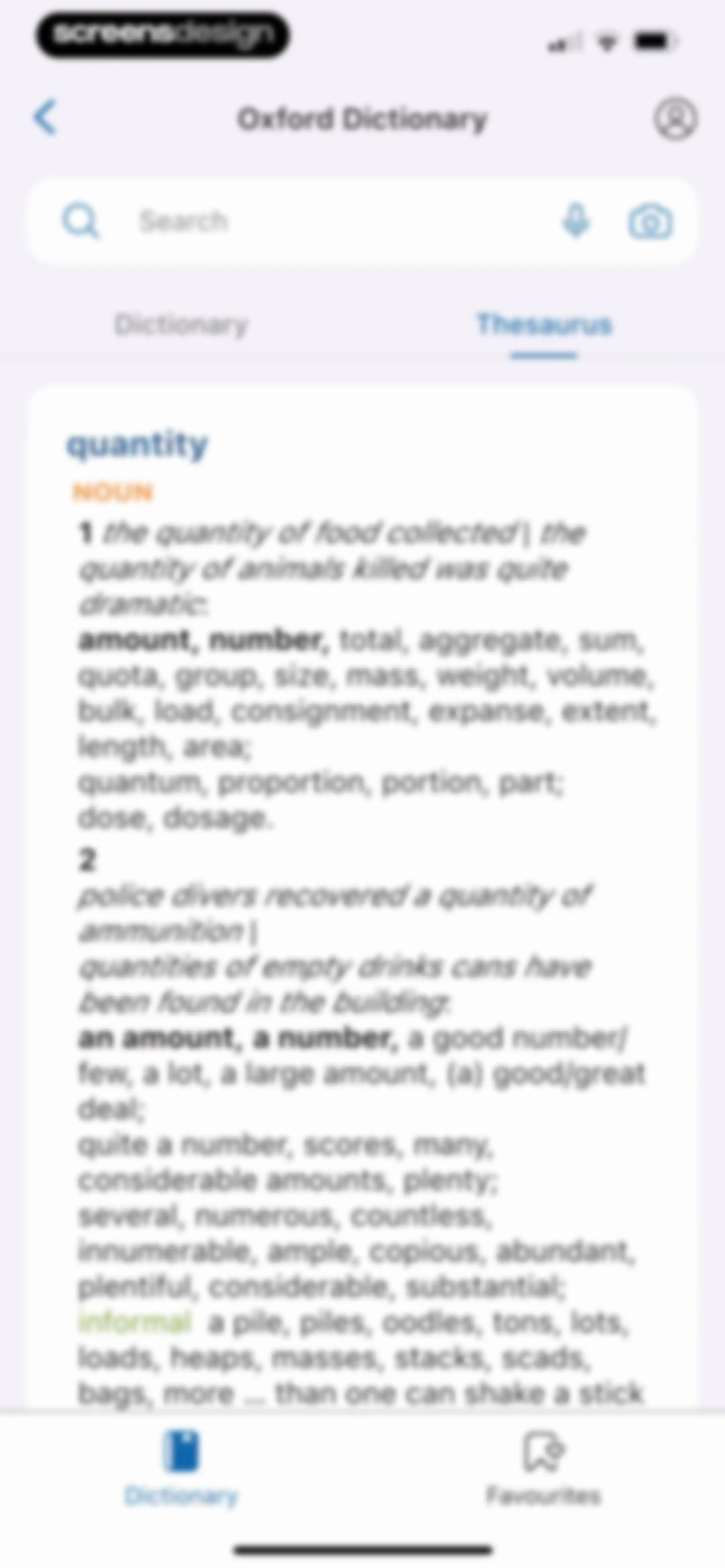 Oxford Dictionary & Thesaurus screen 34