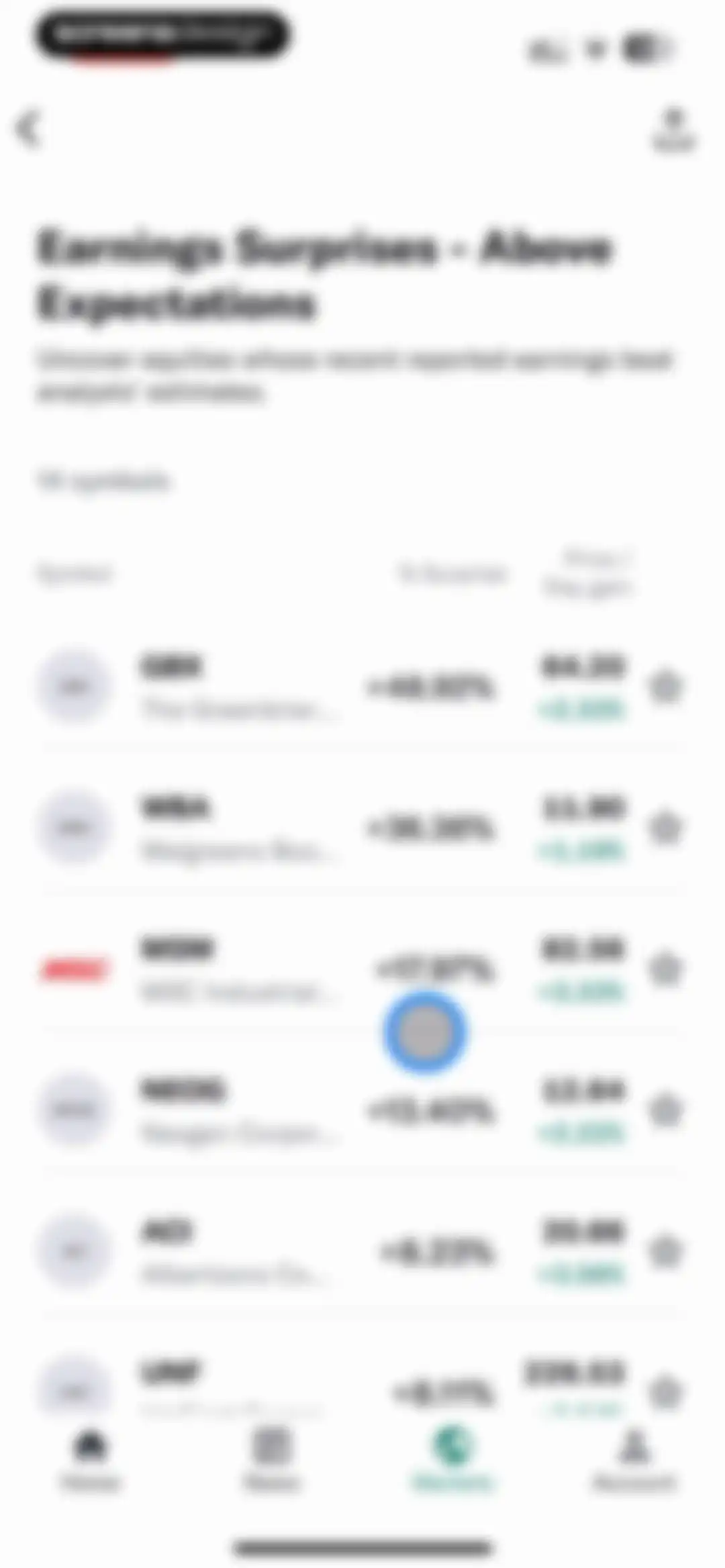 Yahoo Finance: Stocks, Markets screen 169