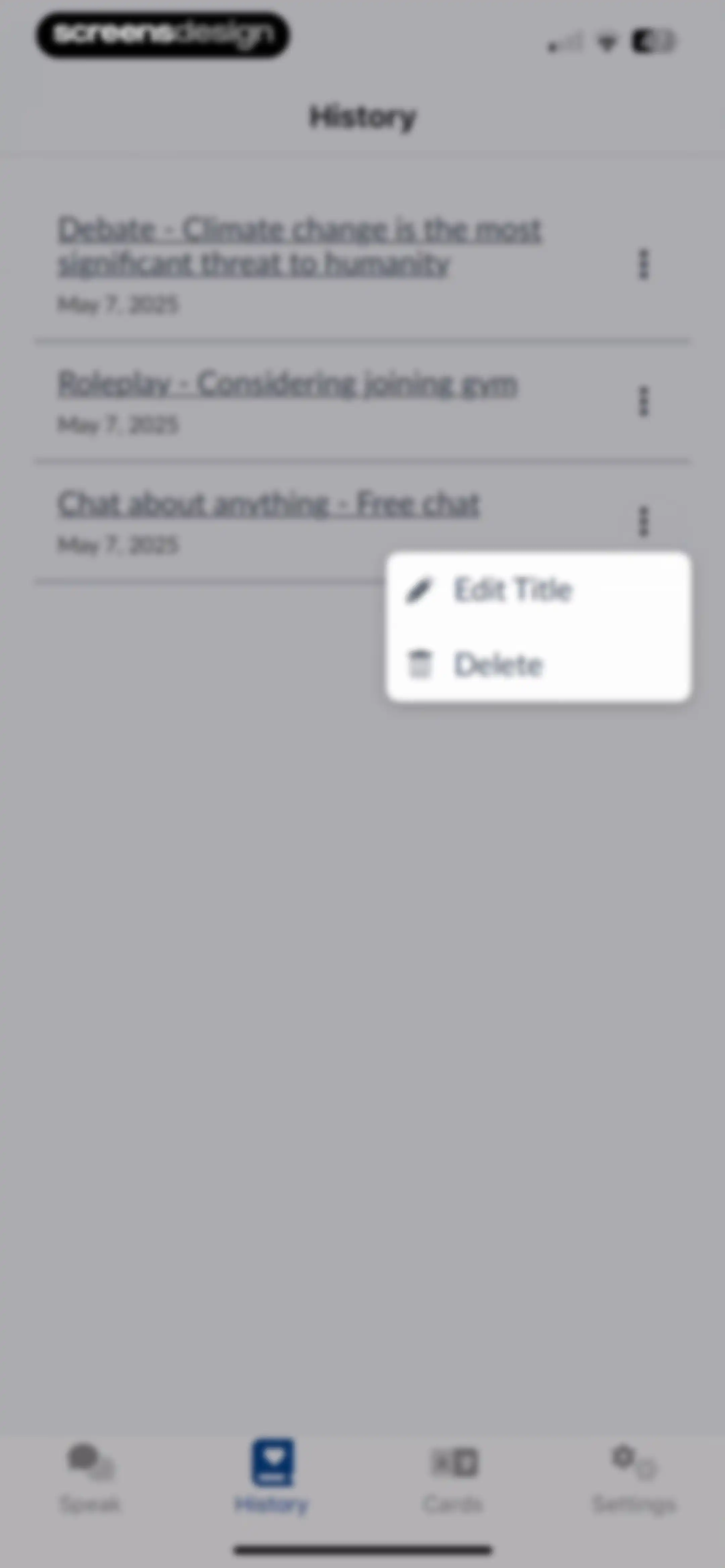 Langua: AI language learning screen 77