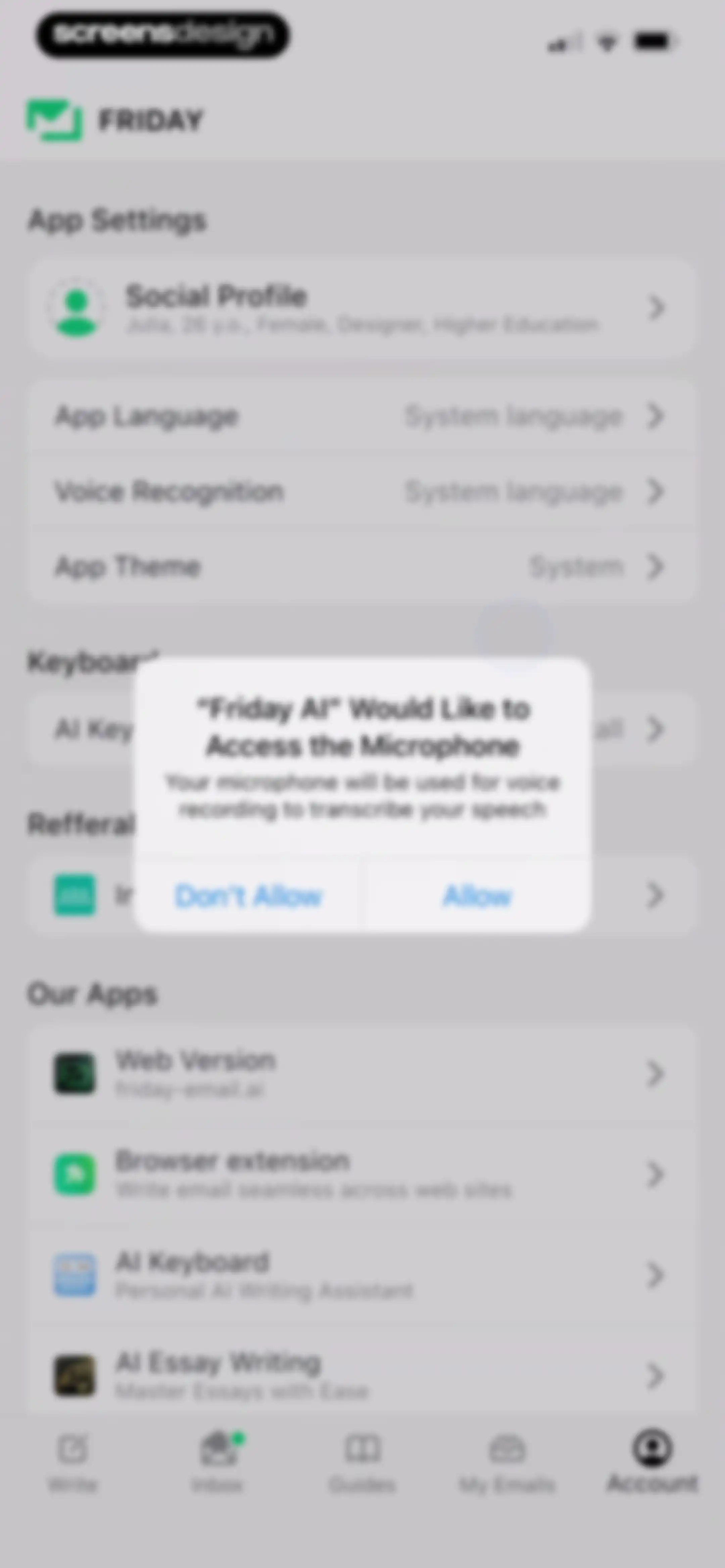 Friday AI Email Writer screen 86