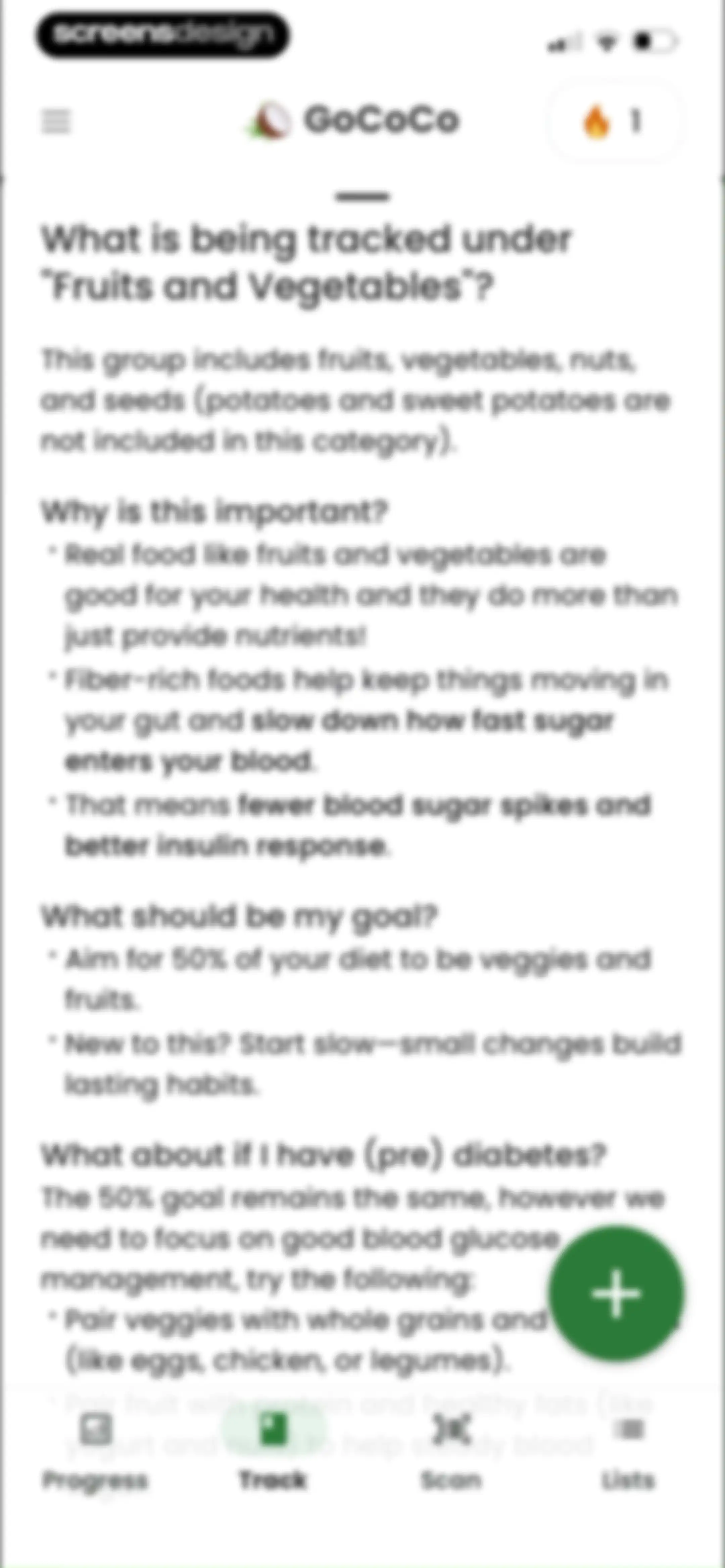 Diabetes food tracker - Gococo screen 88
