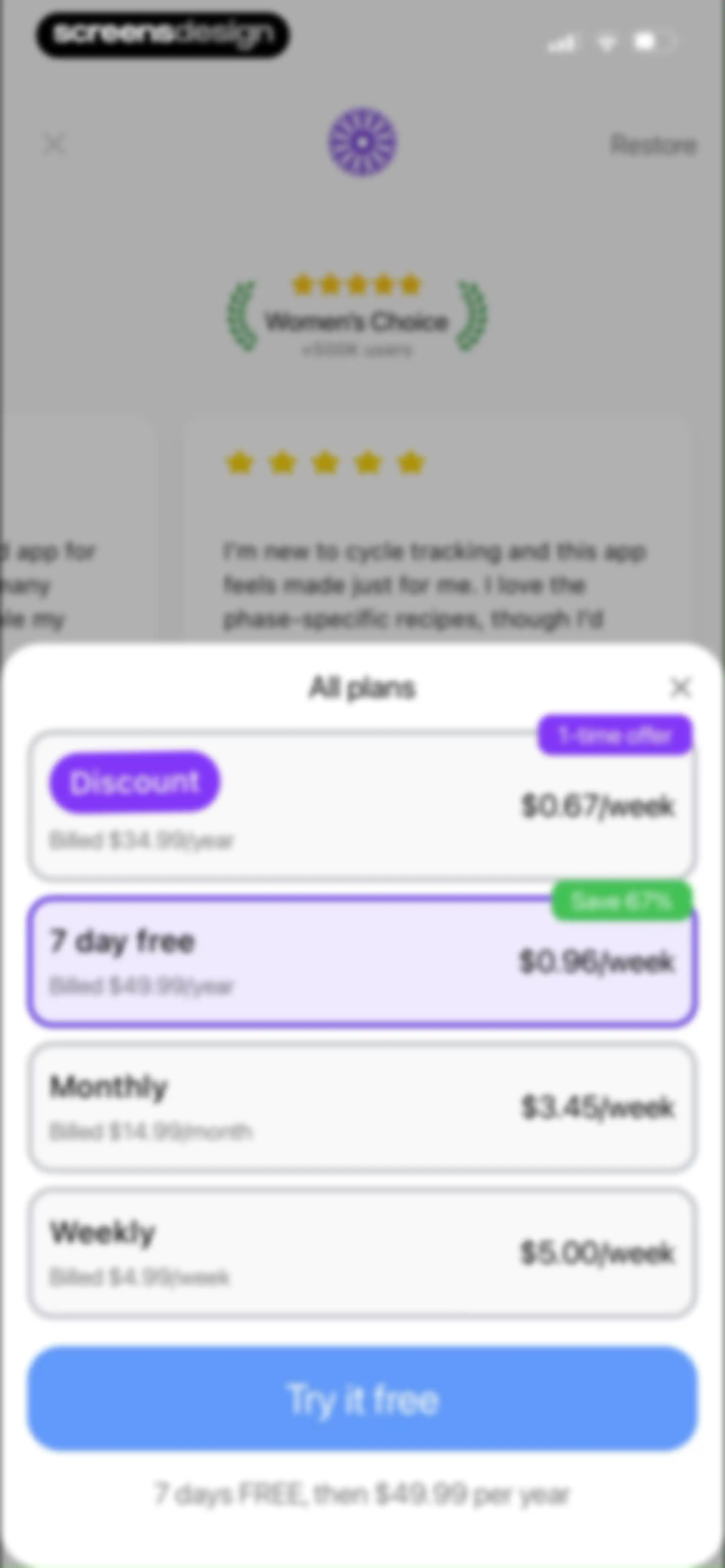 Harmony: Cycle Syncing, Period screen 42