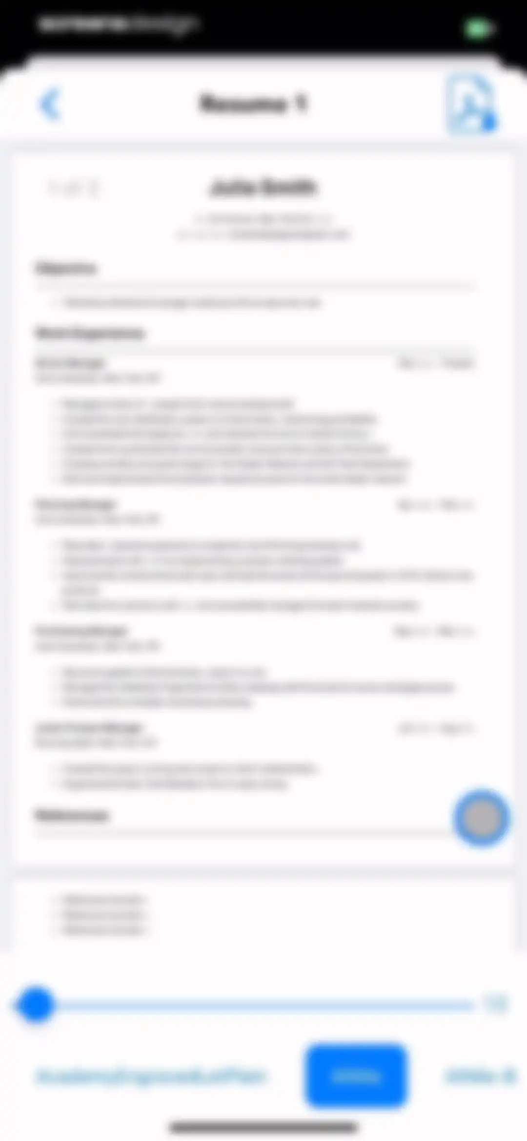 Resume Builder⁺ screen 21