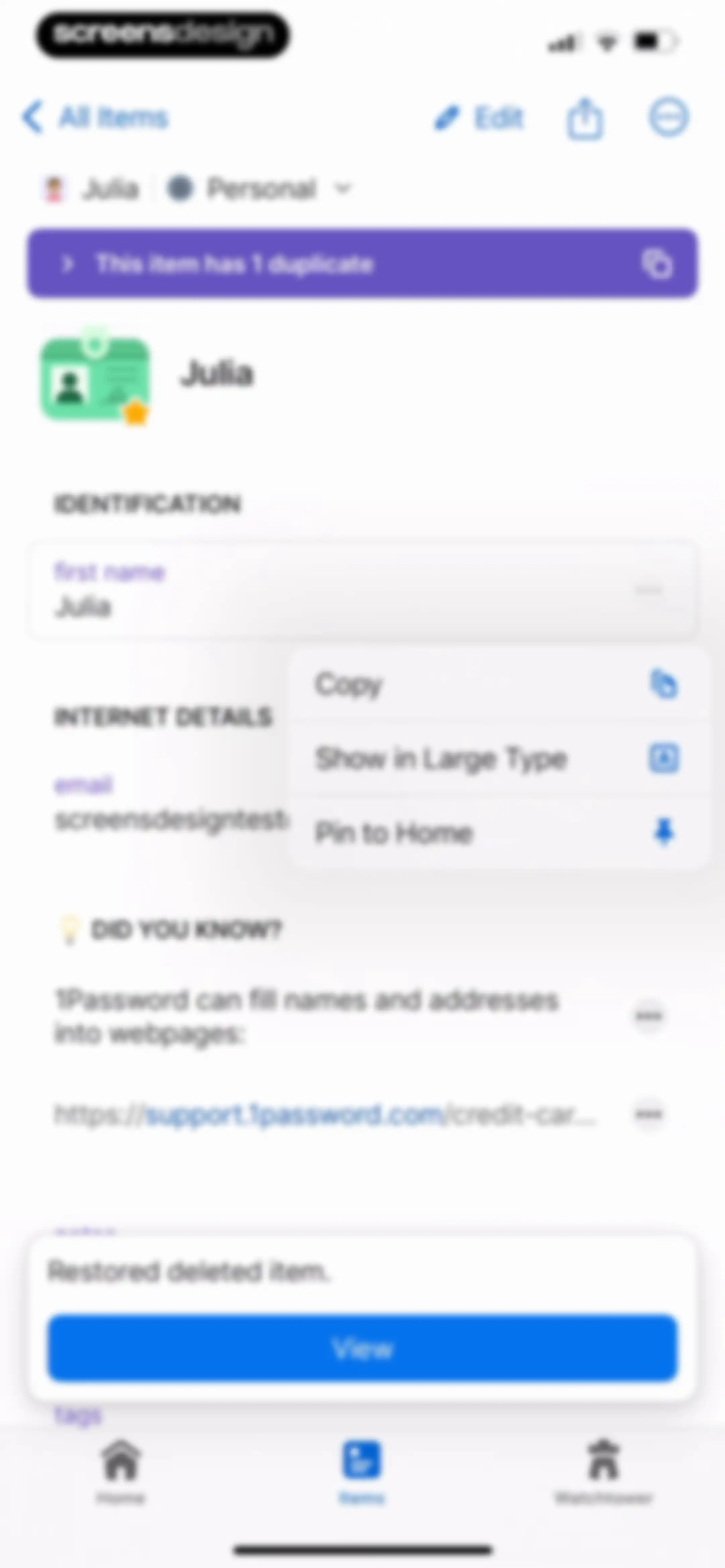 1Password: Password Manager screen 96