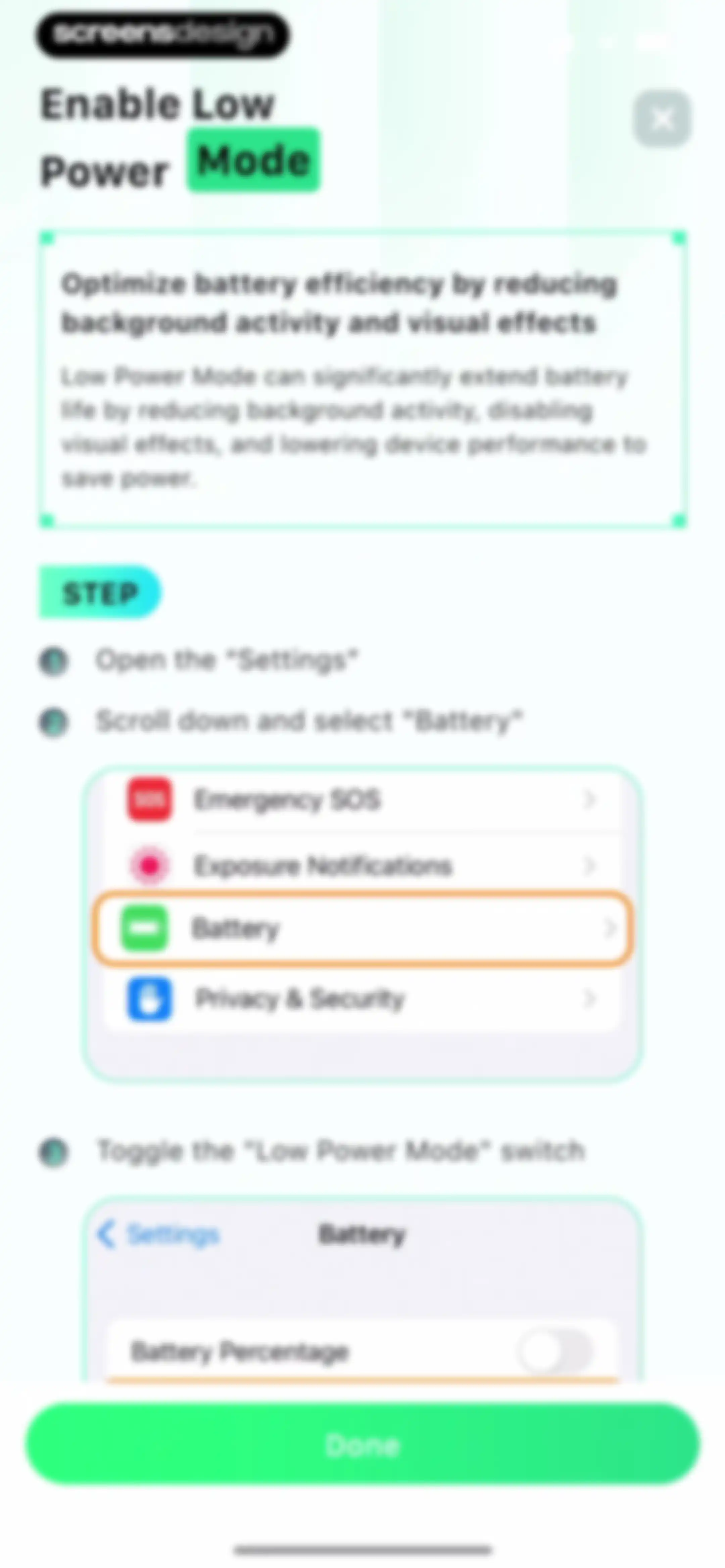 Device Care: Storage & Battery screen 33
