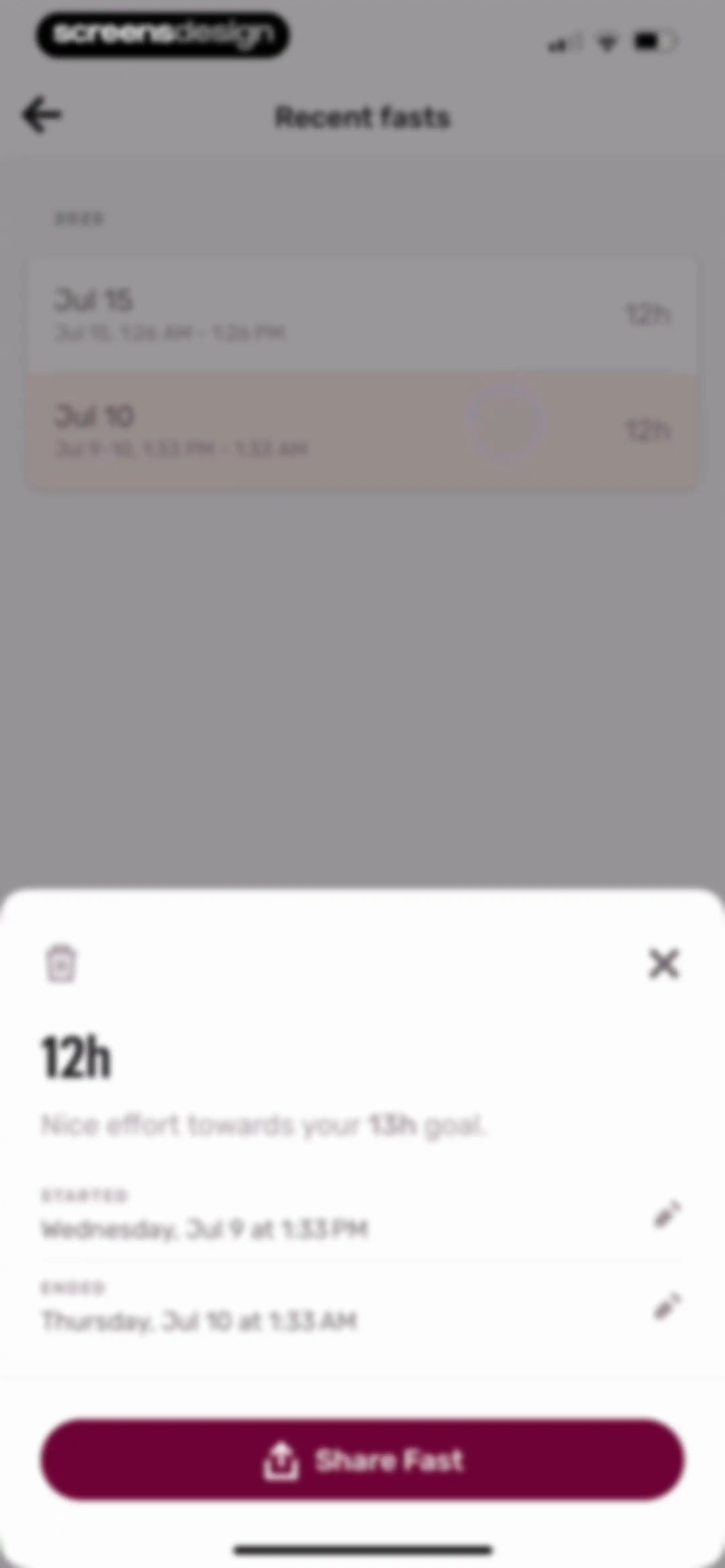 Zero: Fasting & Food Tracker screen 137