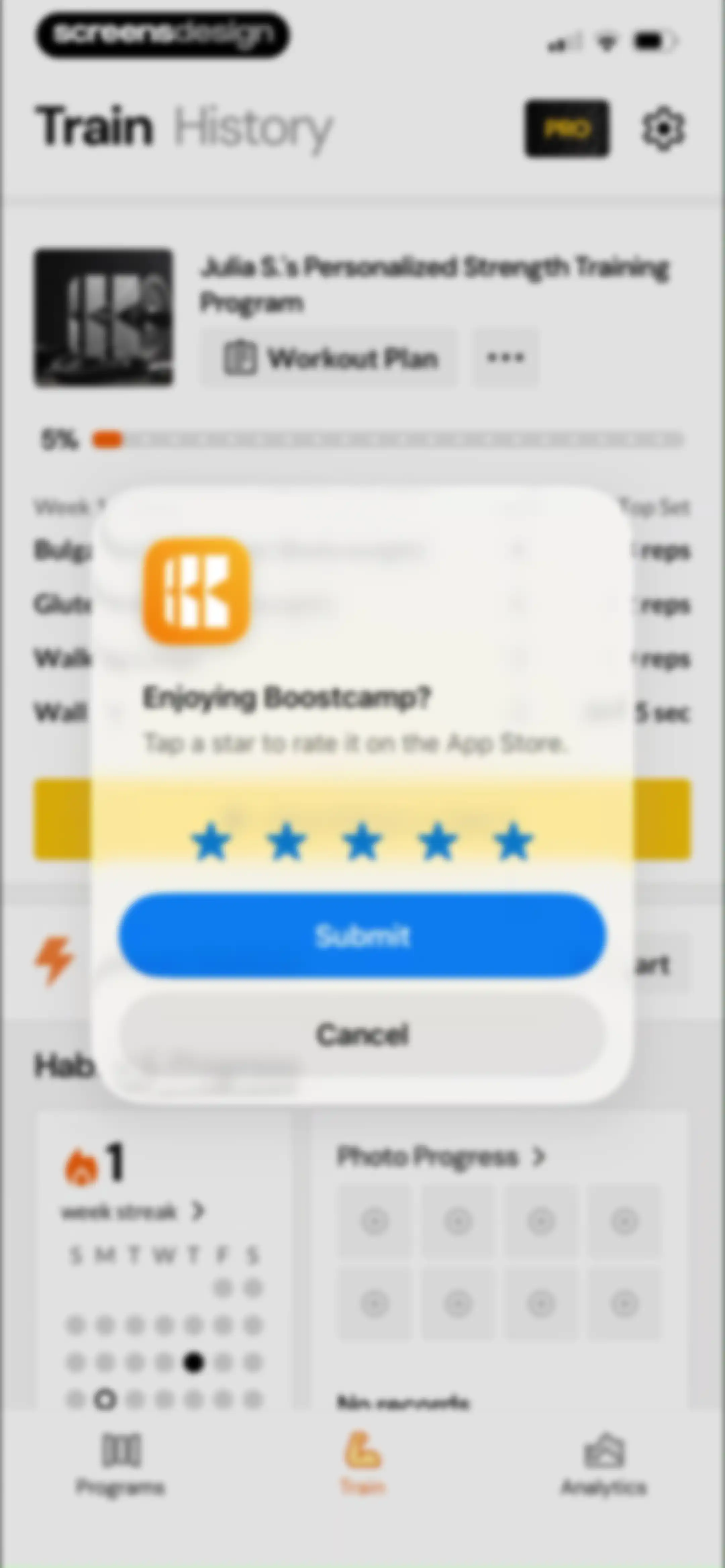 Boostcamp: Workout Programs screen 86