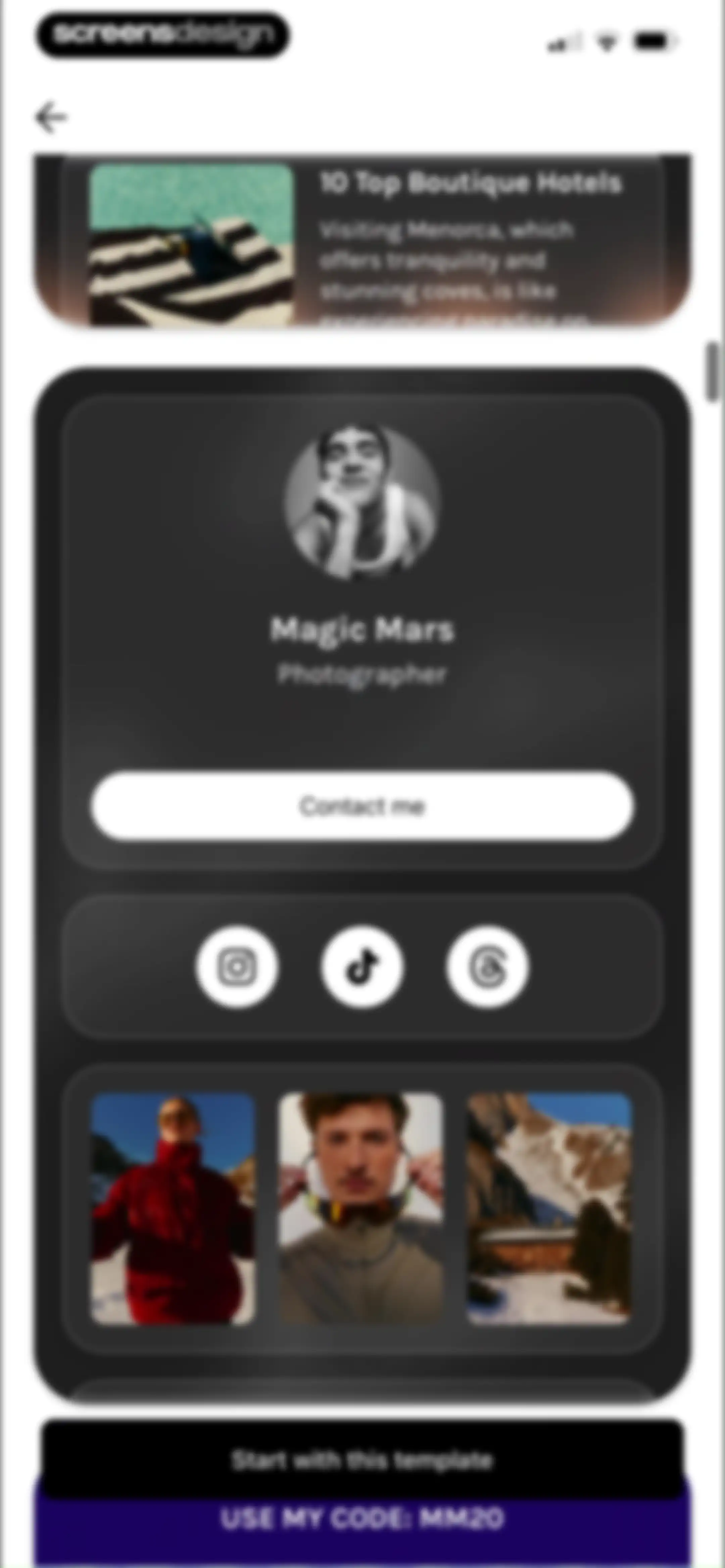 UNUM — Layout & Feed Preview screen 100