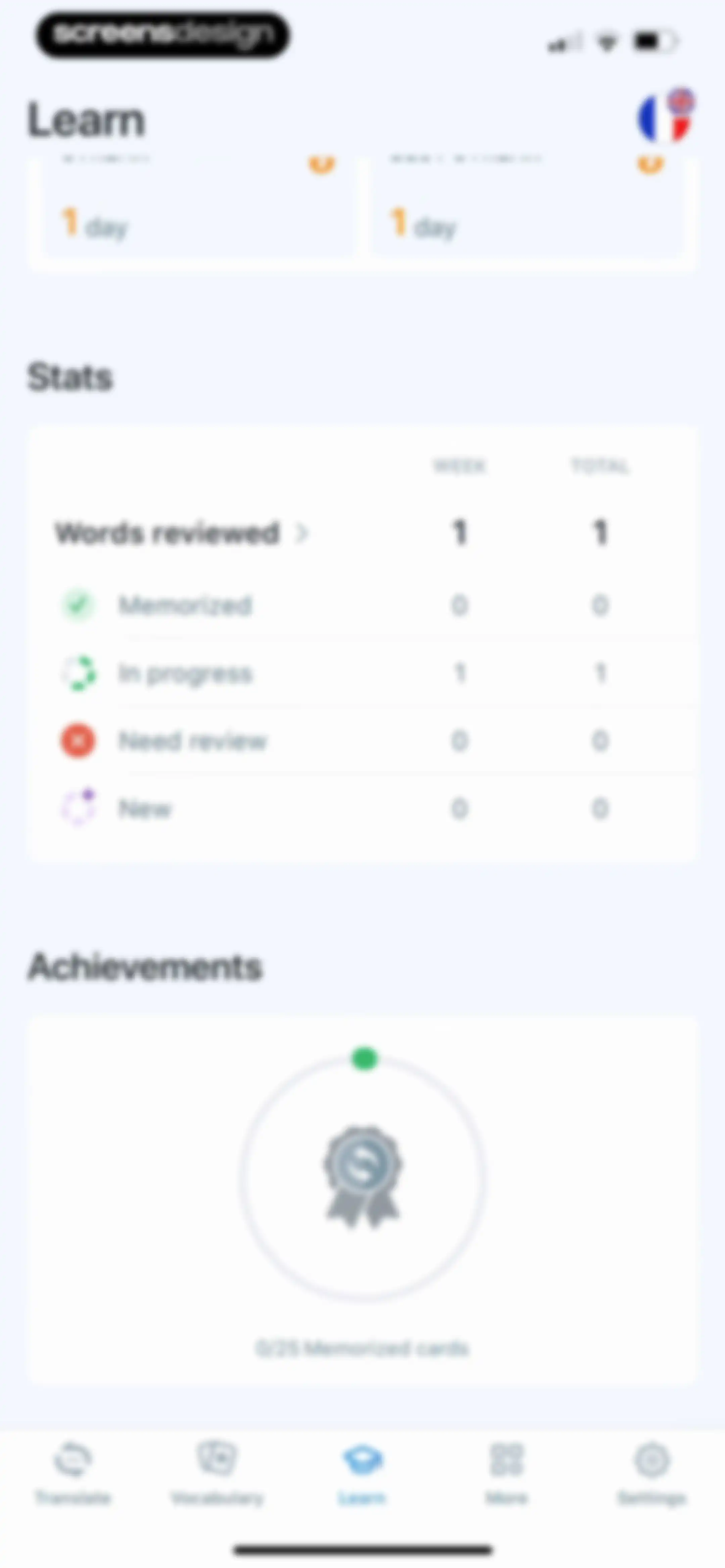 Reverso translate and learn screen 123