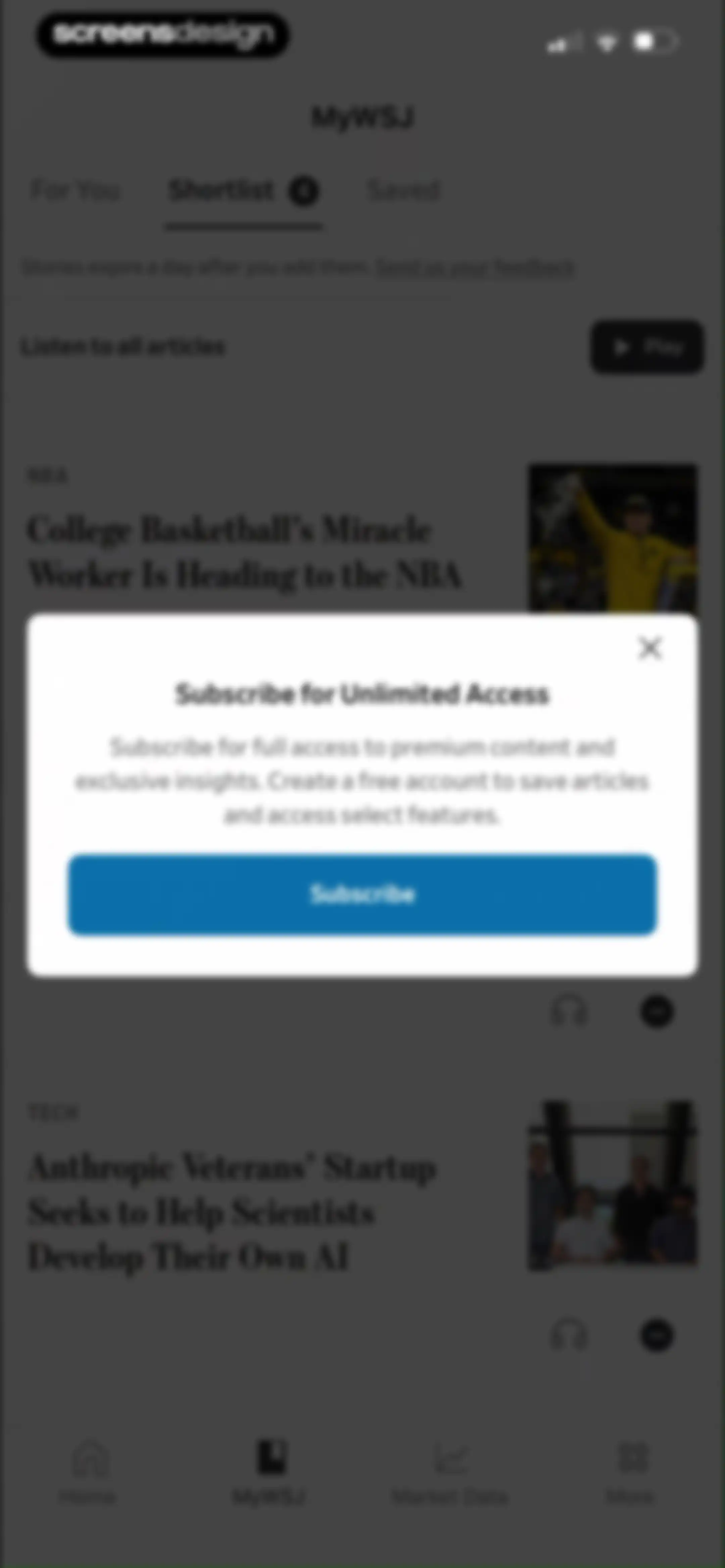 The Wall Street Journal. News screen 40