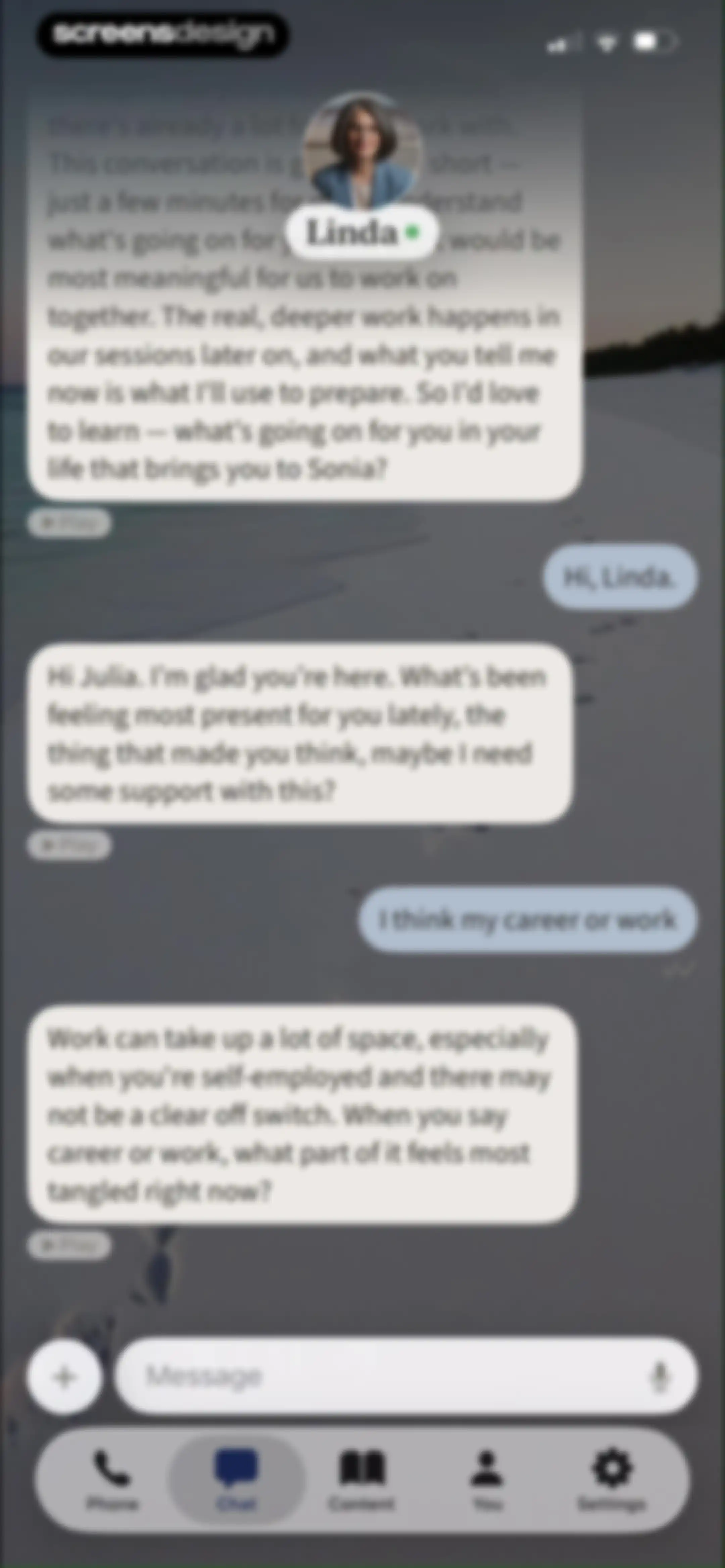 Sonia: AI for Mental Health screen 76