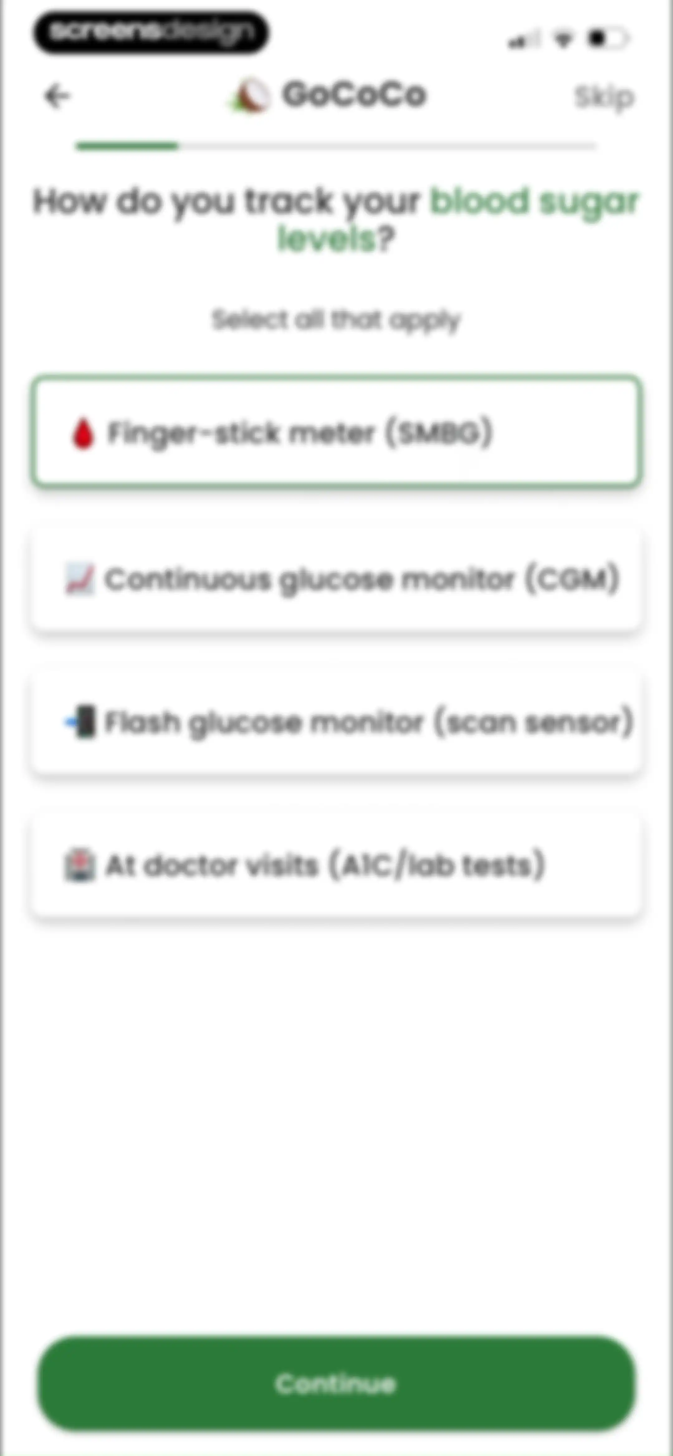 Diabetes food tracker - Gococo screen 16