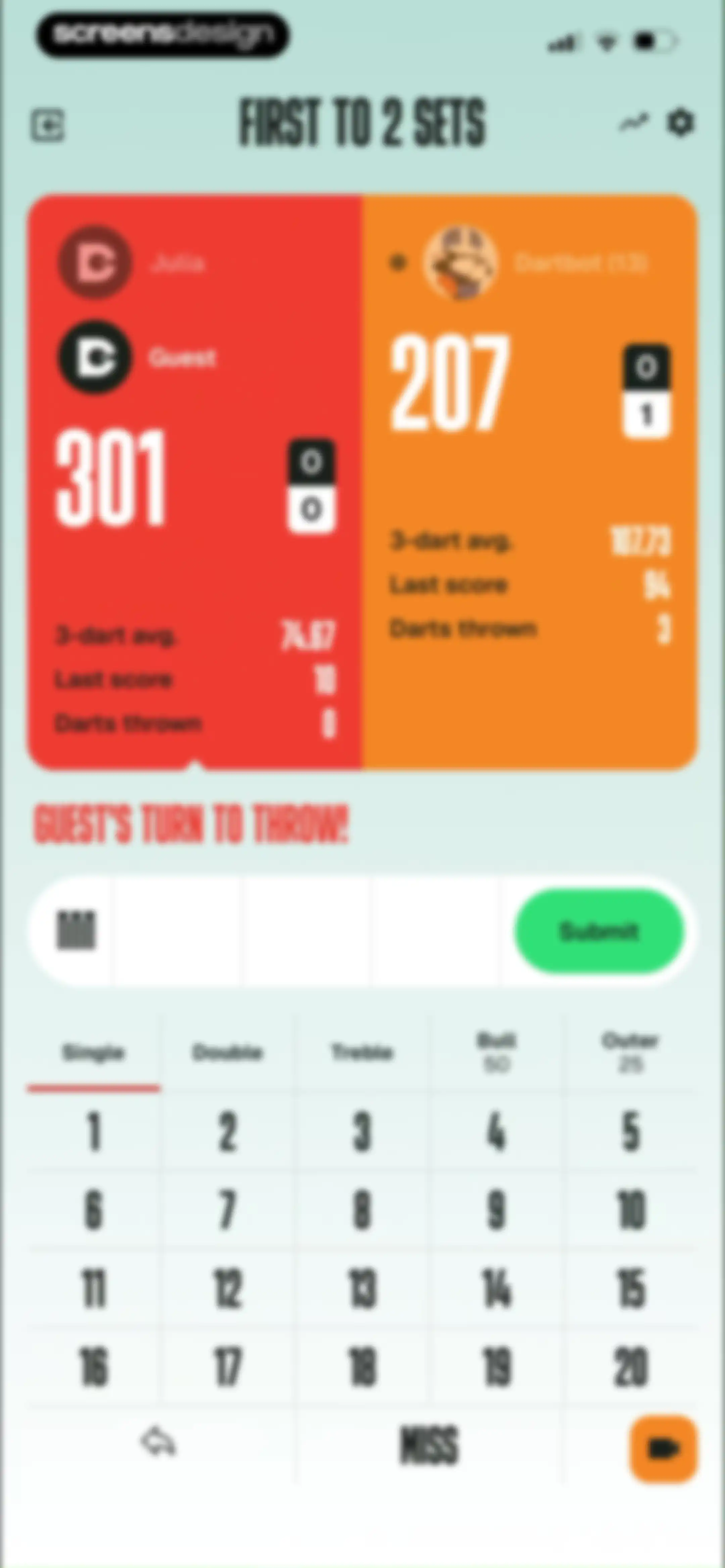 DartCounter screen 32