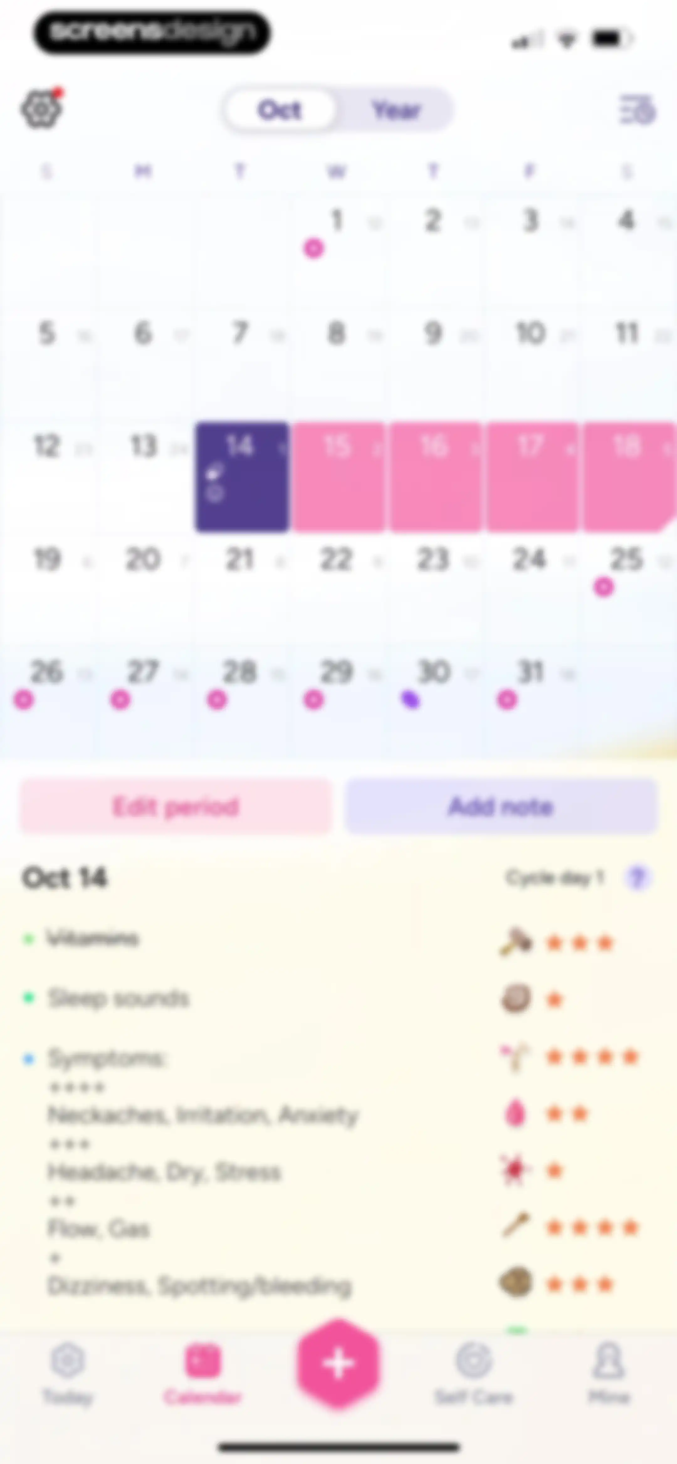 Period Tracker Period Calendar screen 136
