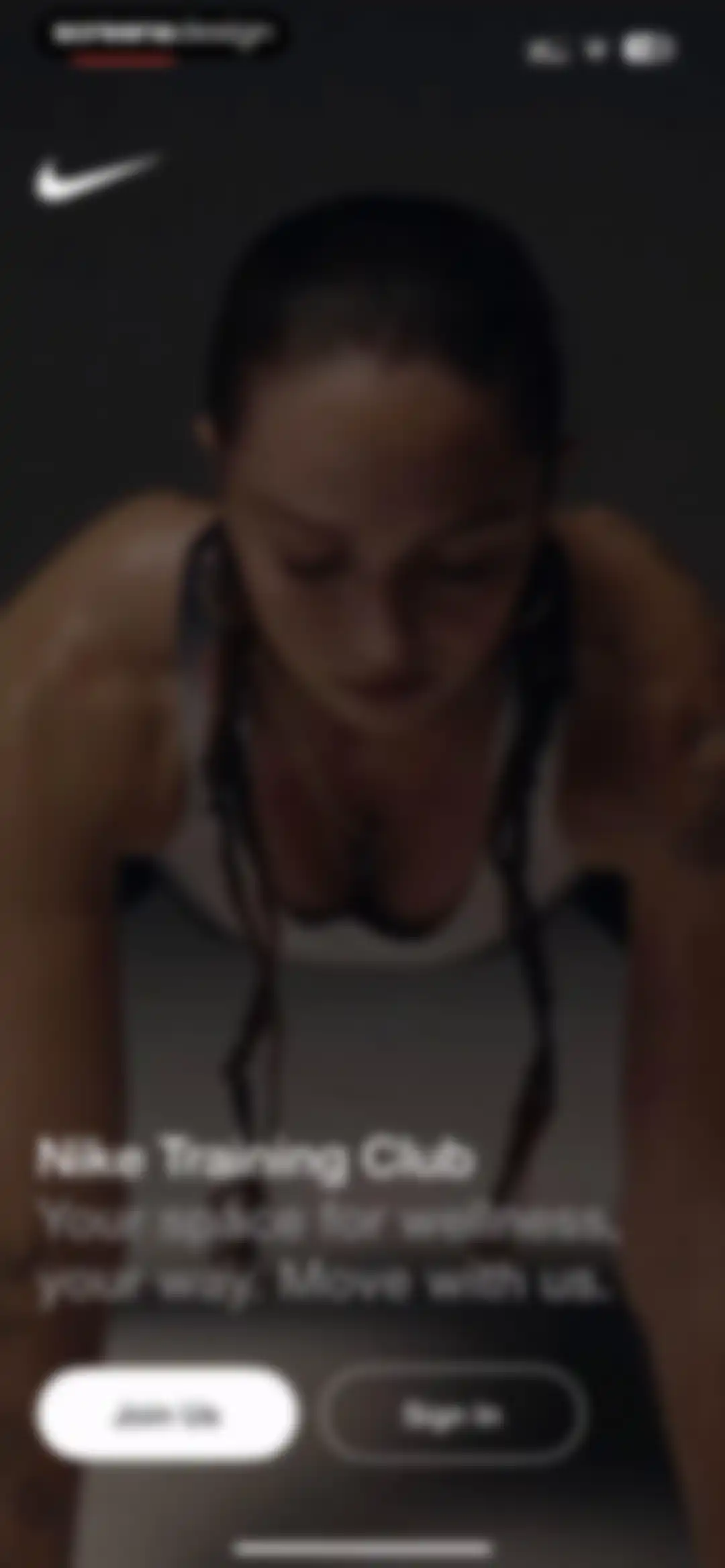 Nike Training Club screen 1