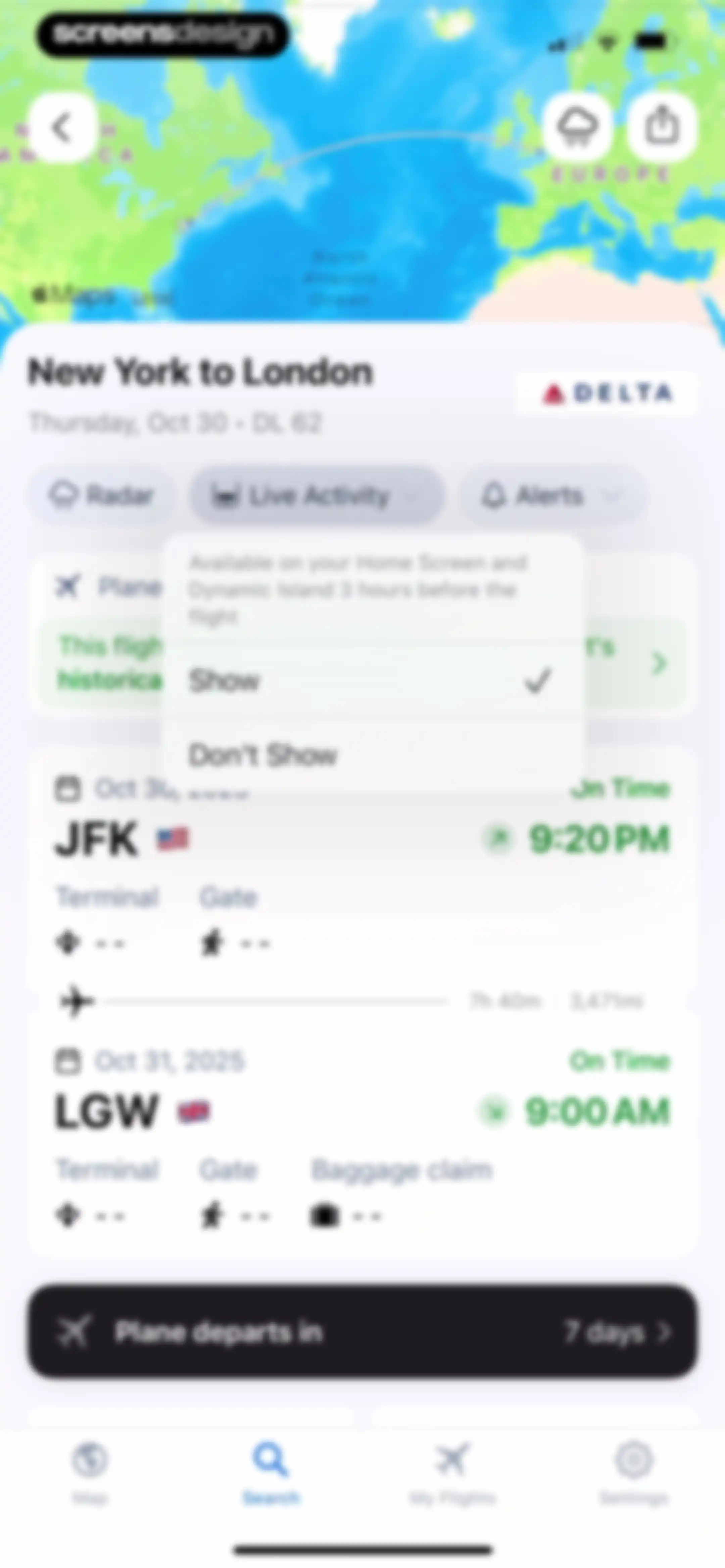 Flight Tracker + screen 35