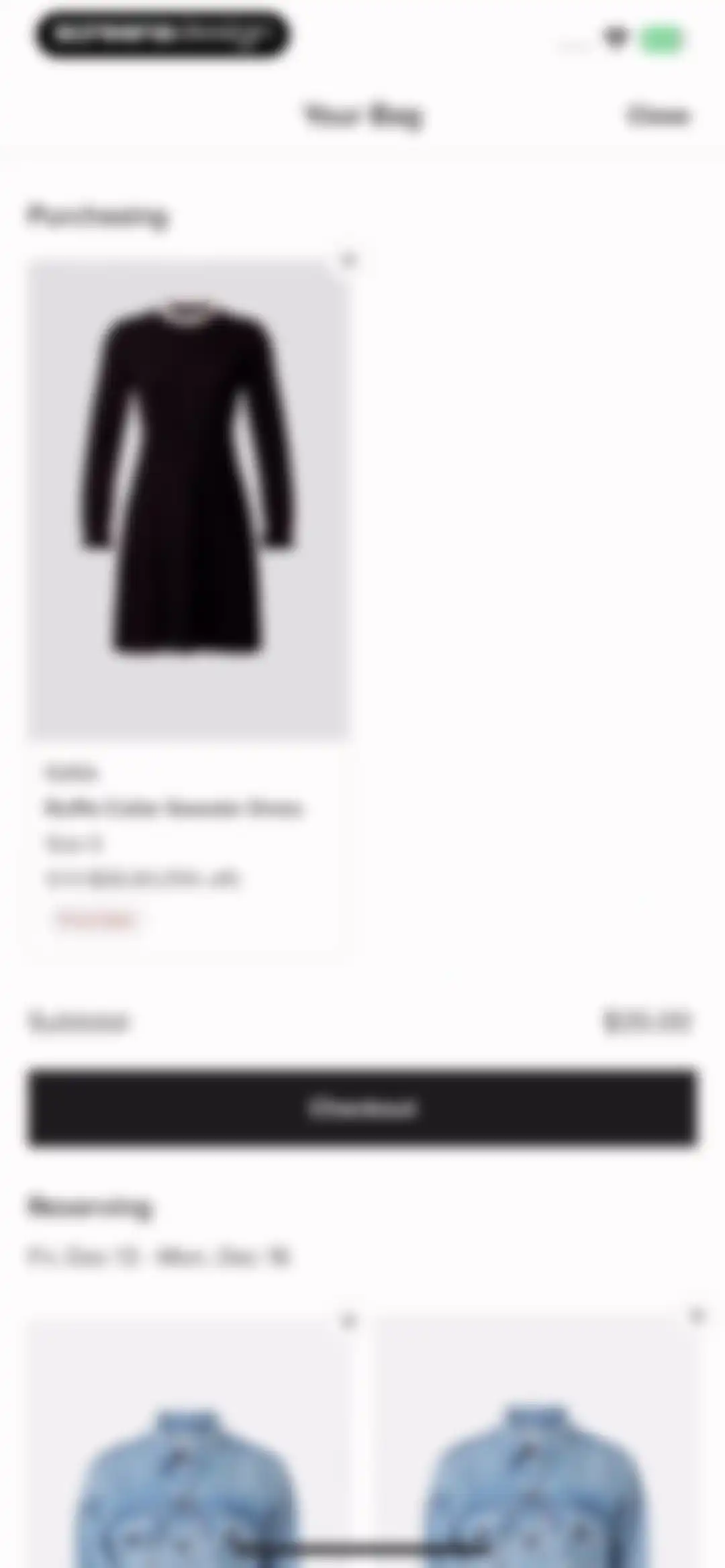 Rent the Runway (RTR) screen 77