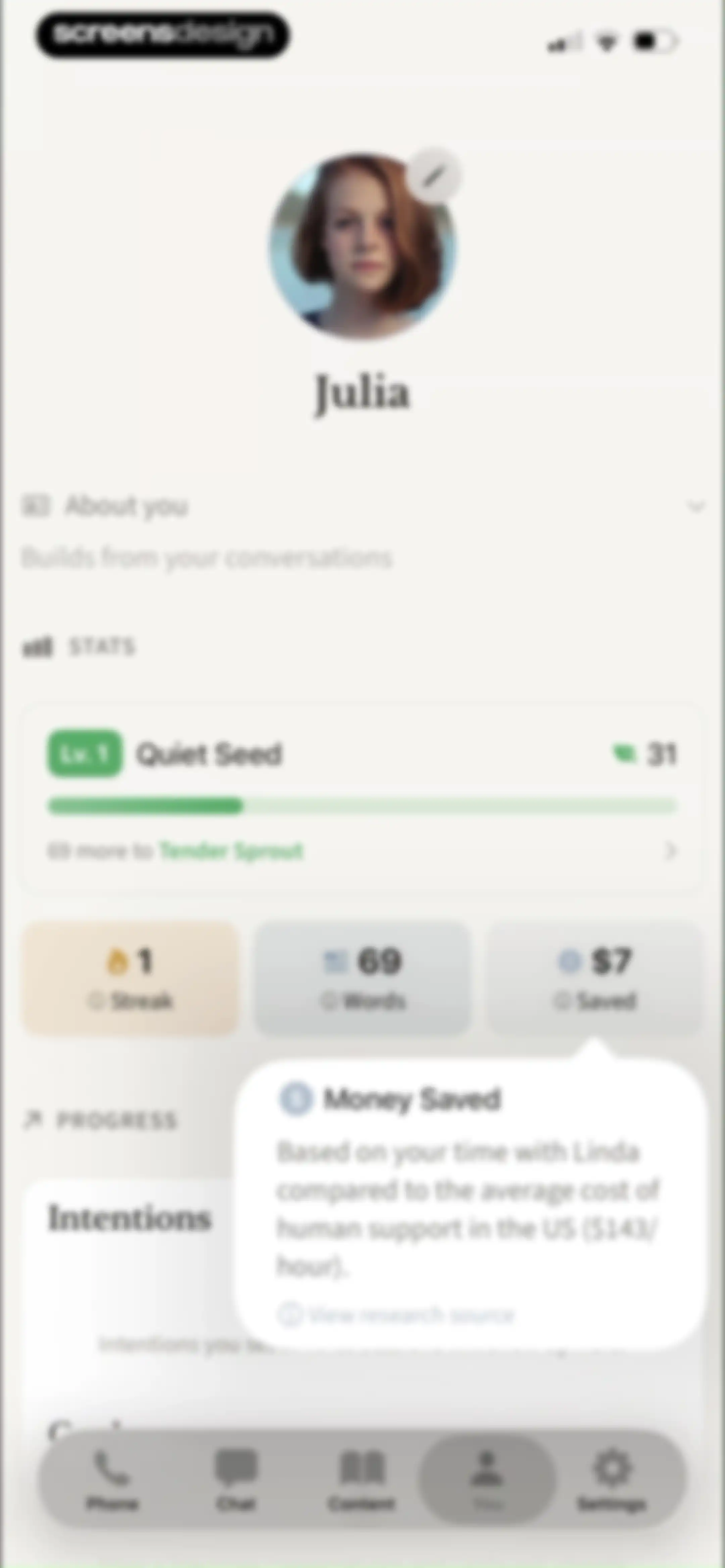 Sonia: AI for Mental Health screen 99