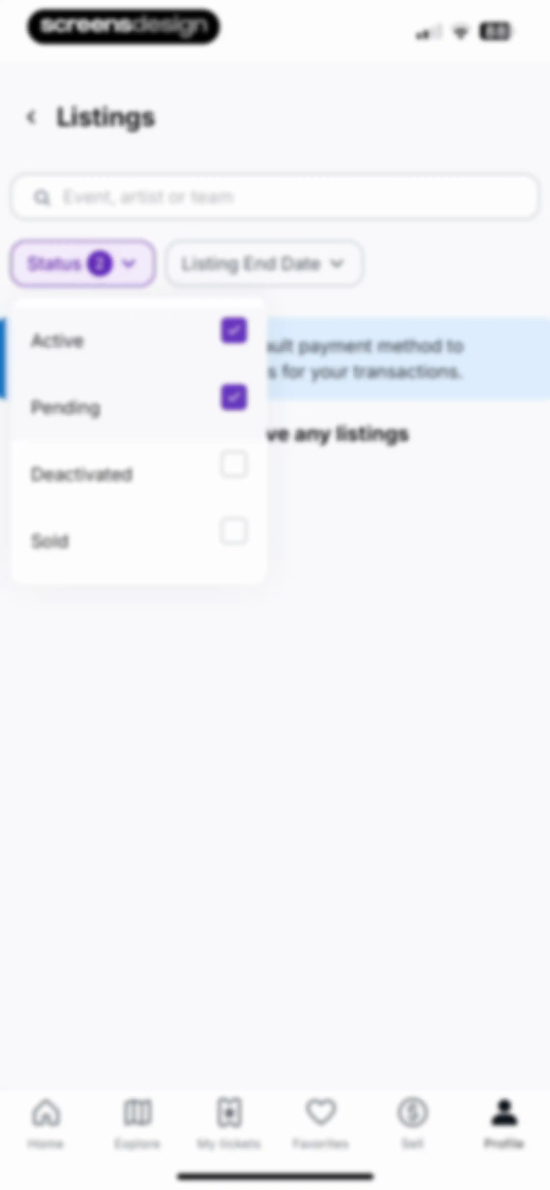 StubHub: Event Tickets screen 94
