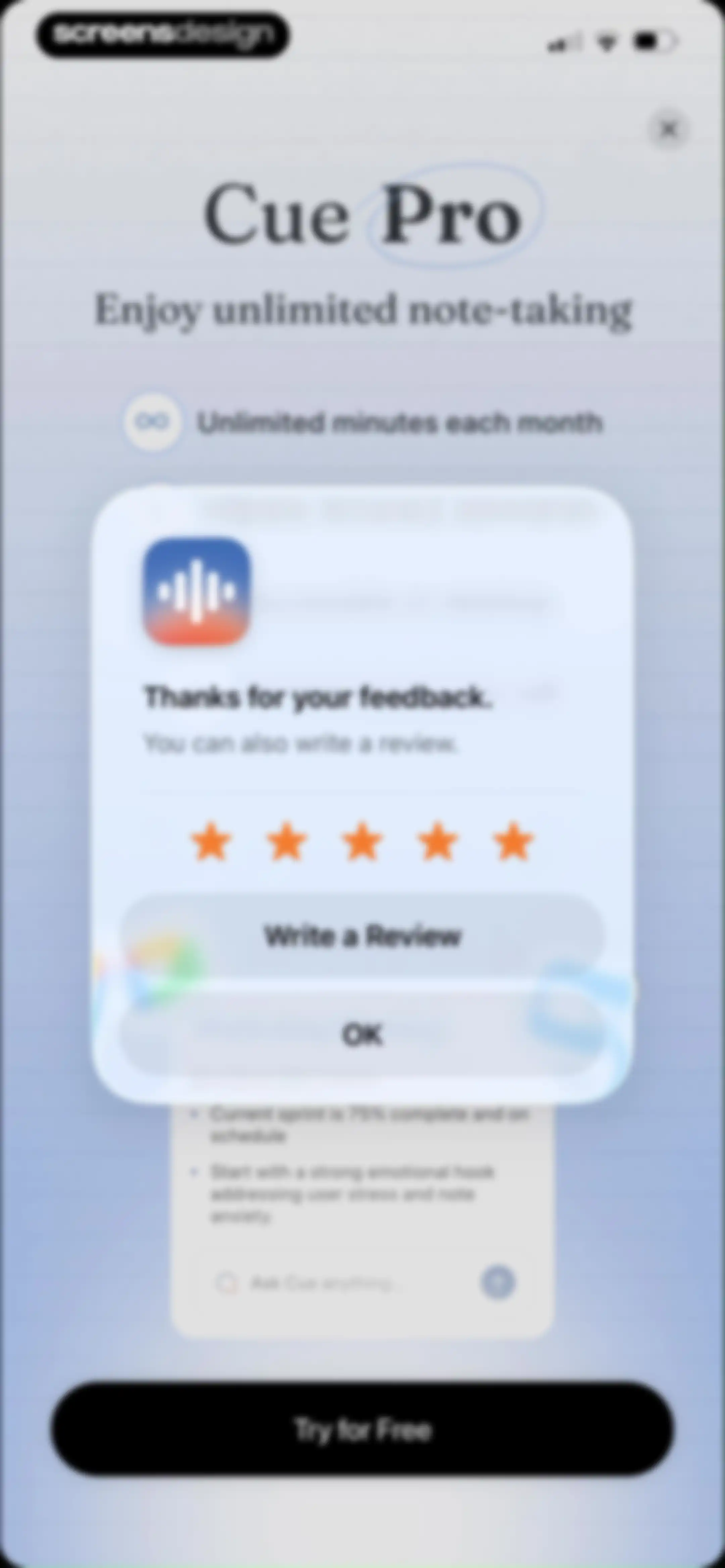 Cue: AI Note Taker & Recorder screen 23