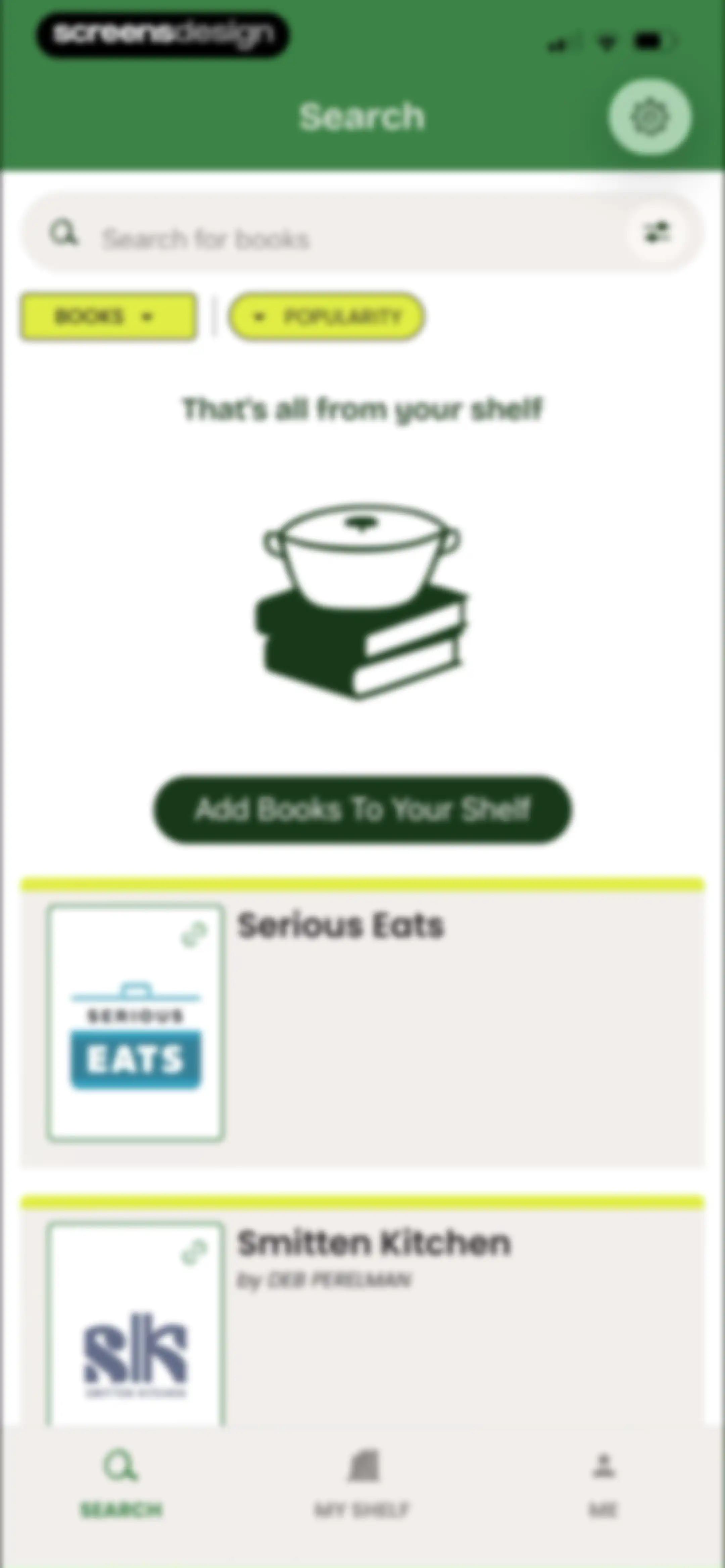 CookShelf: Search Cookbooks screen 77