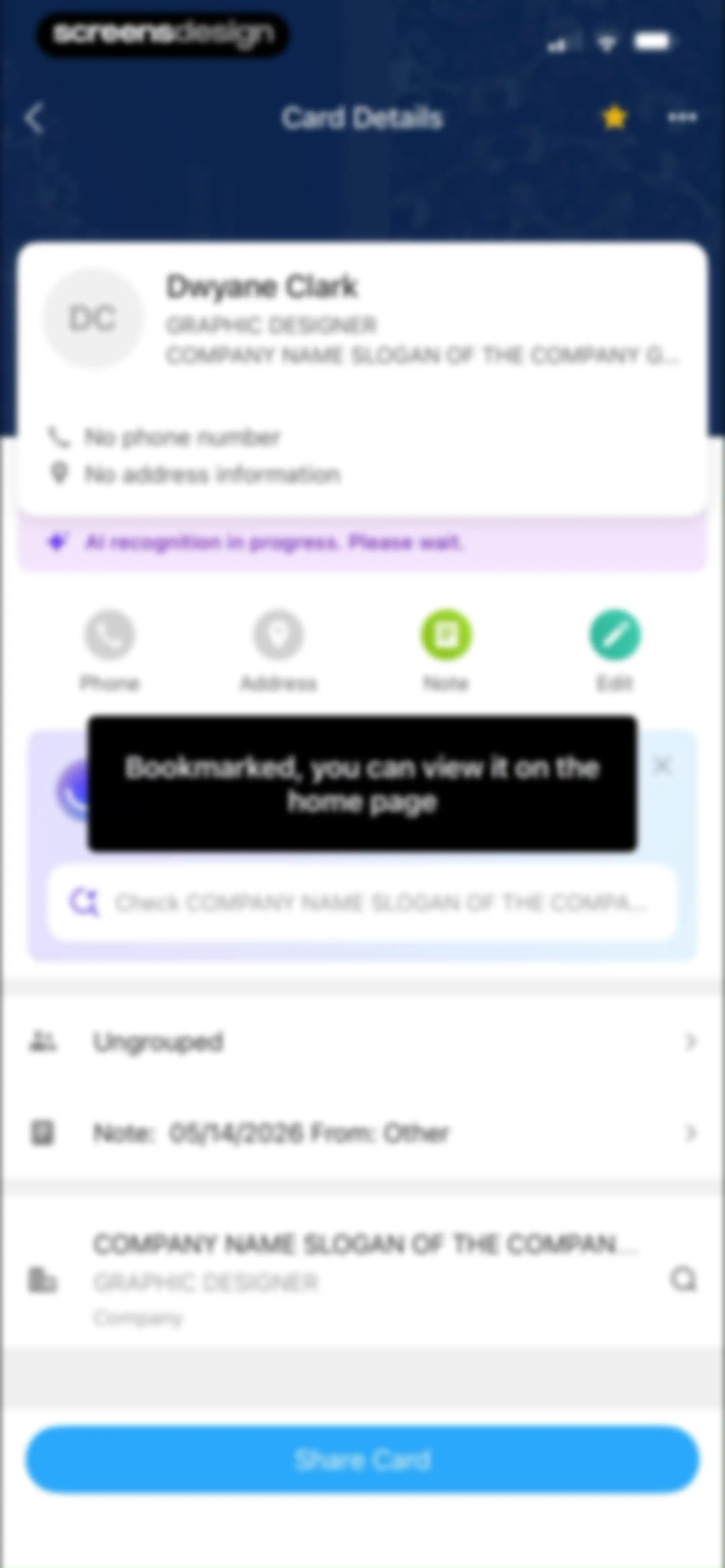 CamCard AI Business Assistant screen 135