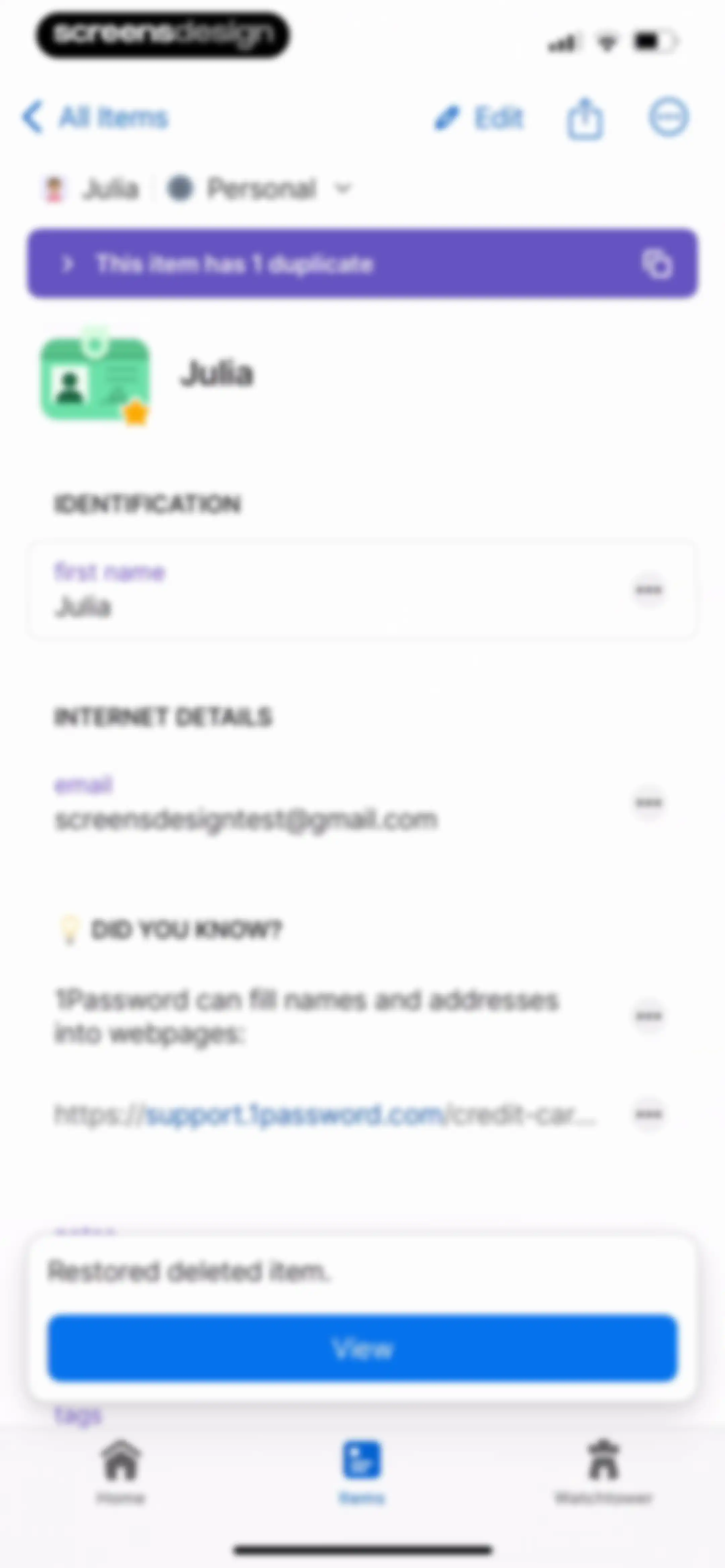 1Password: Password Manager screen 95