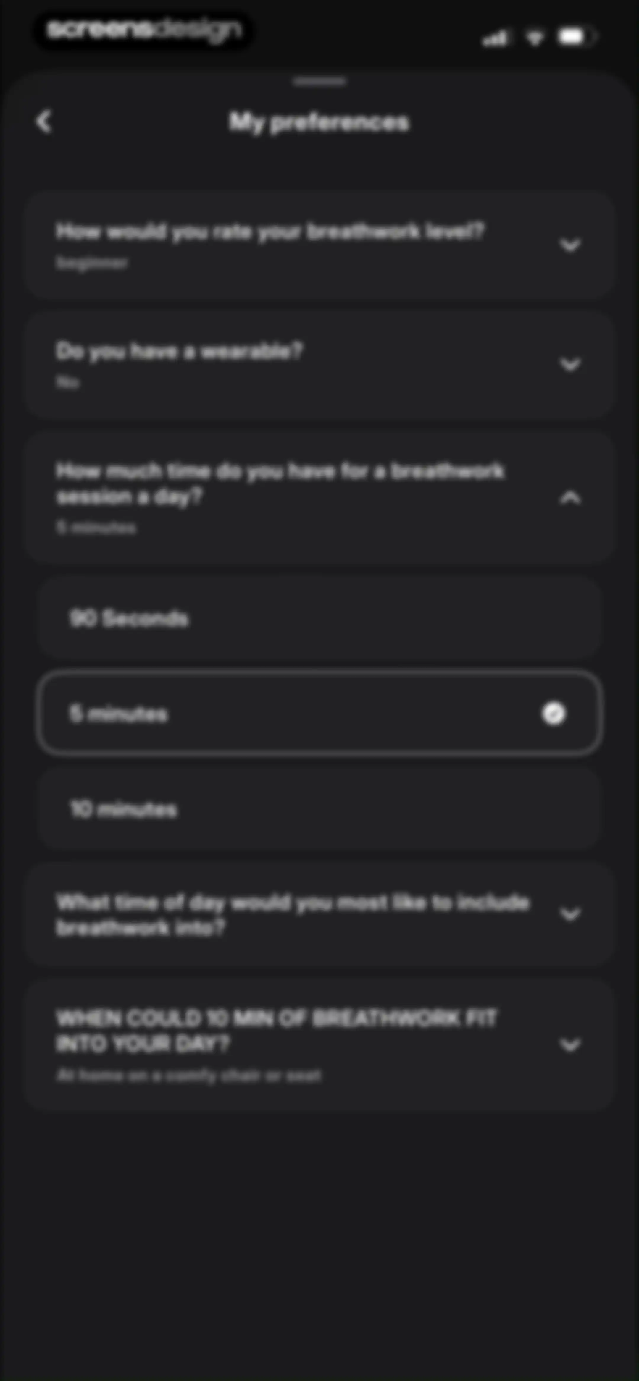 FivePointFive: Breathwork screen 127