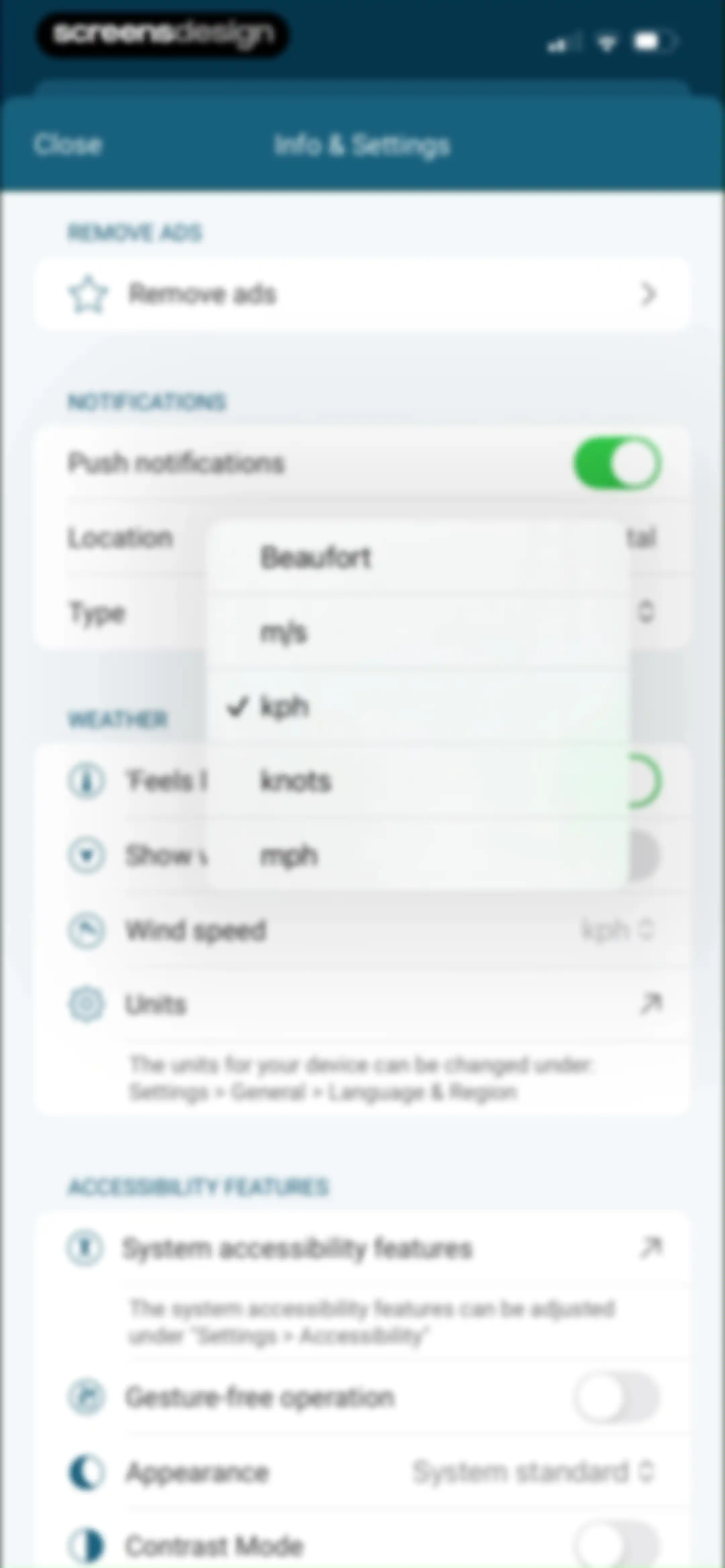 Weather & Radar screen 46