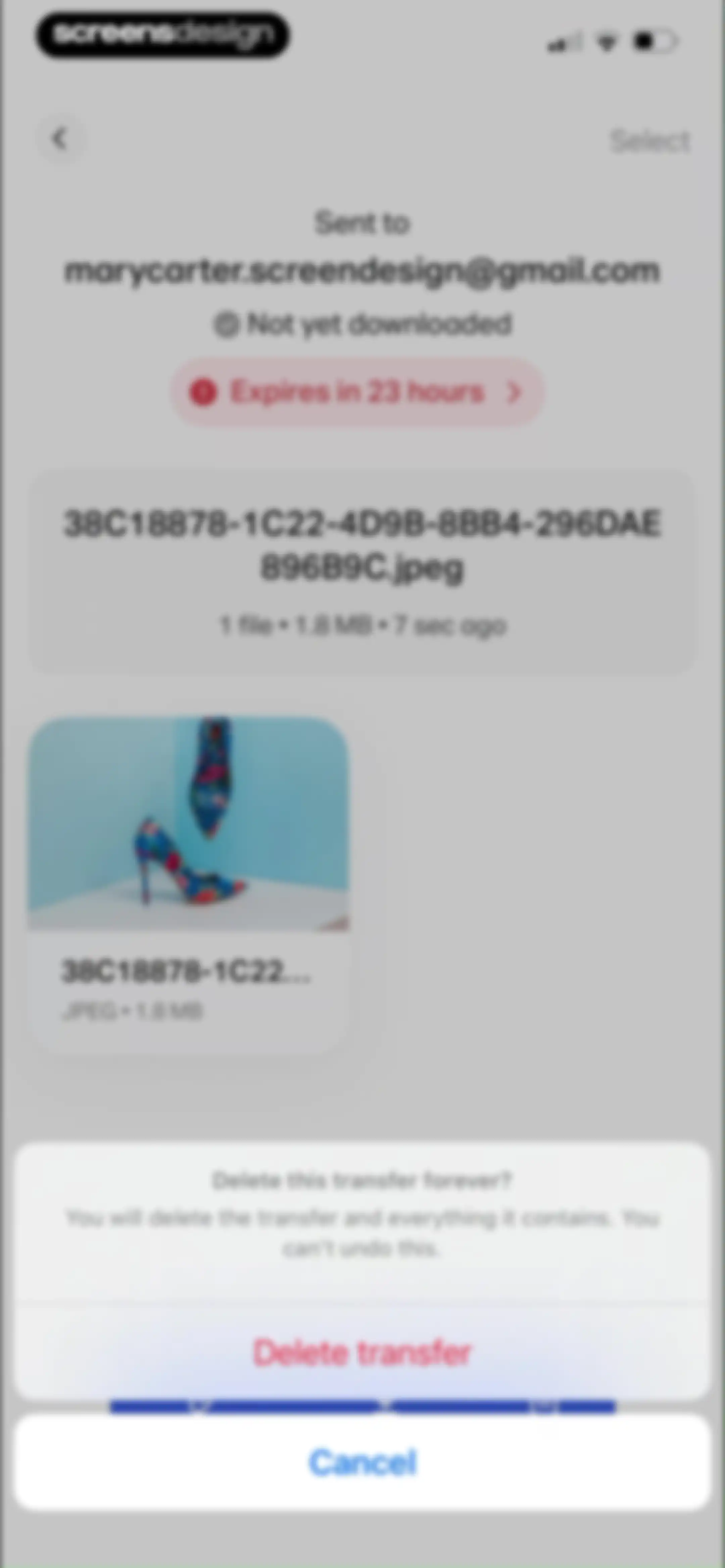 WeTransfer: Transfer Files screen 42