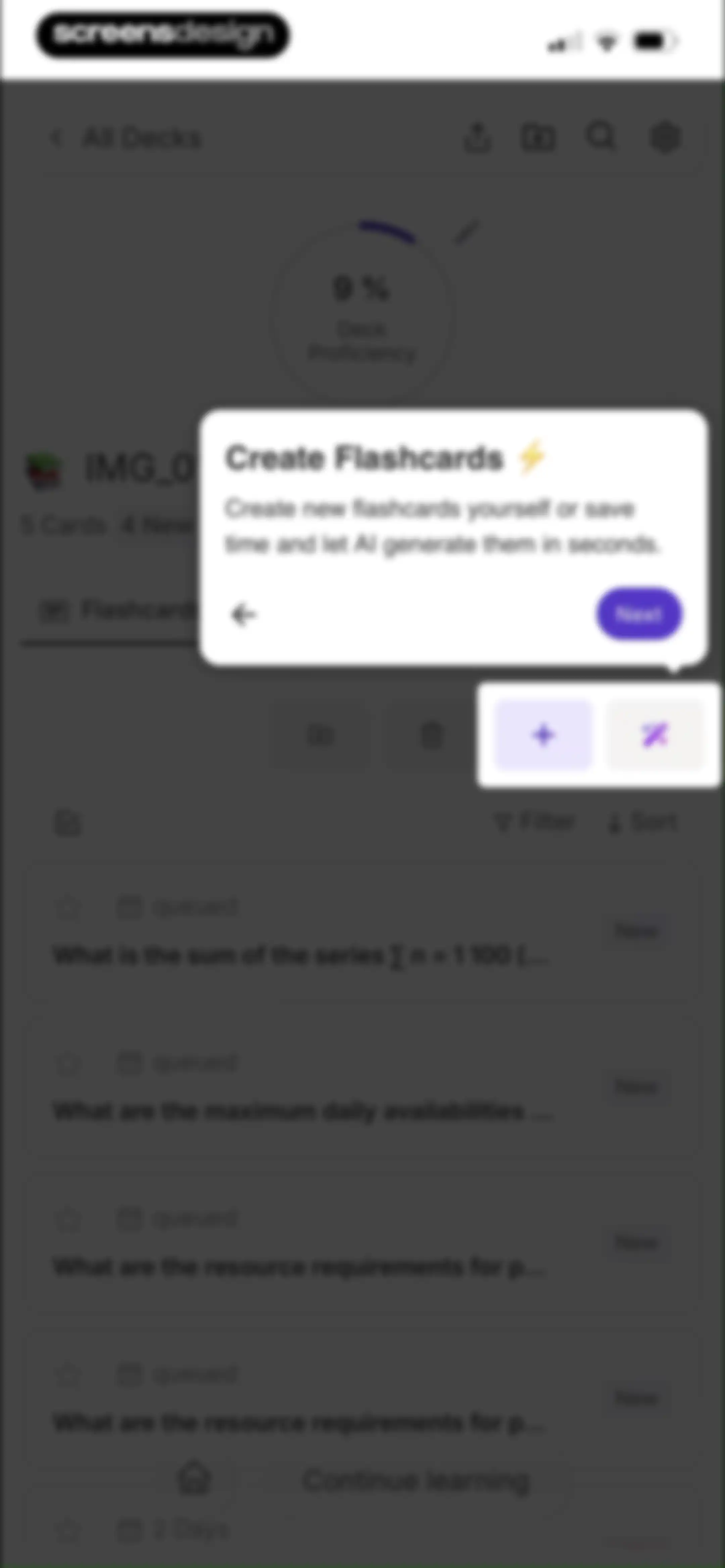 Retain Cards: AI Flashcards screen 67