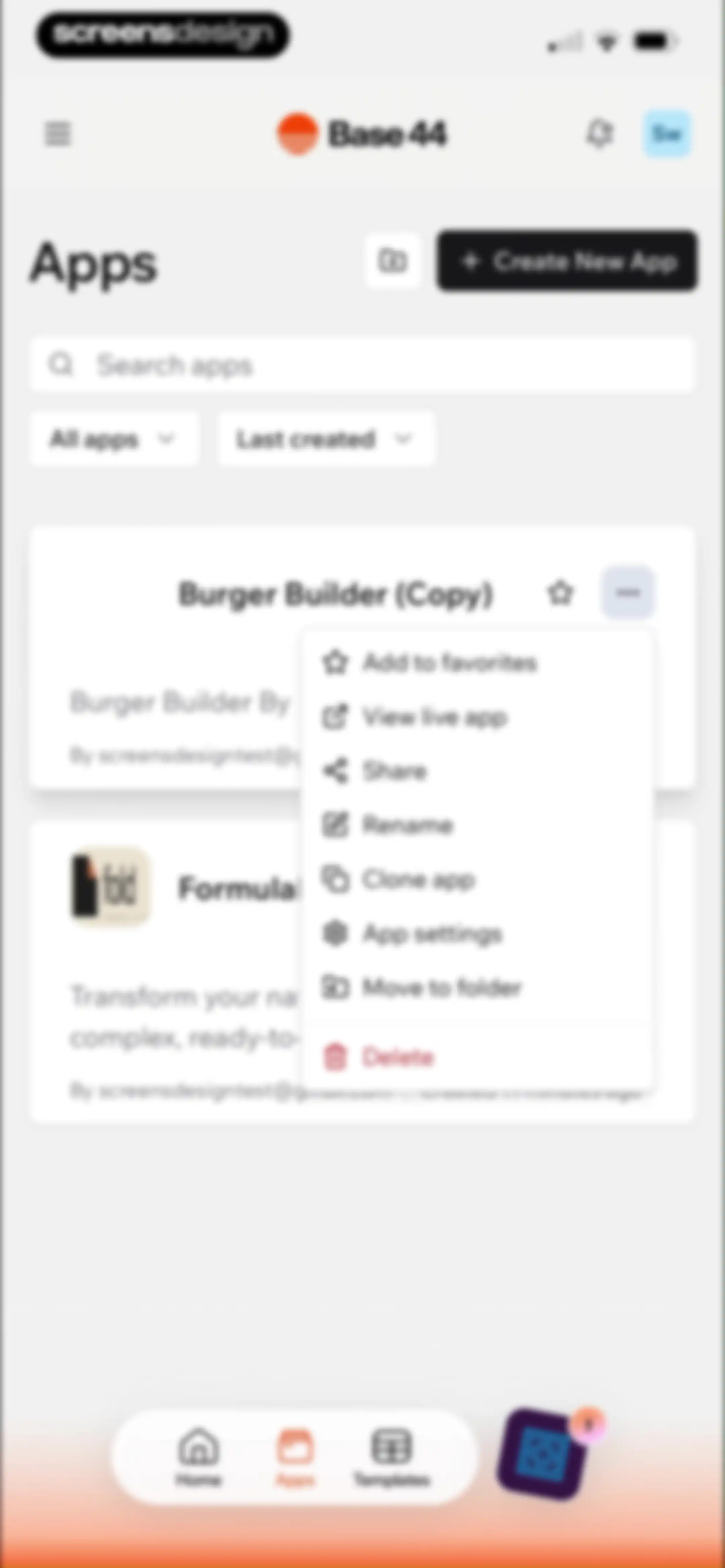 Base44: Build with AI screen 106