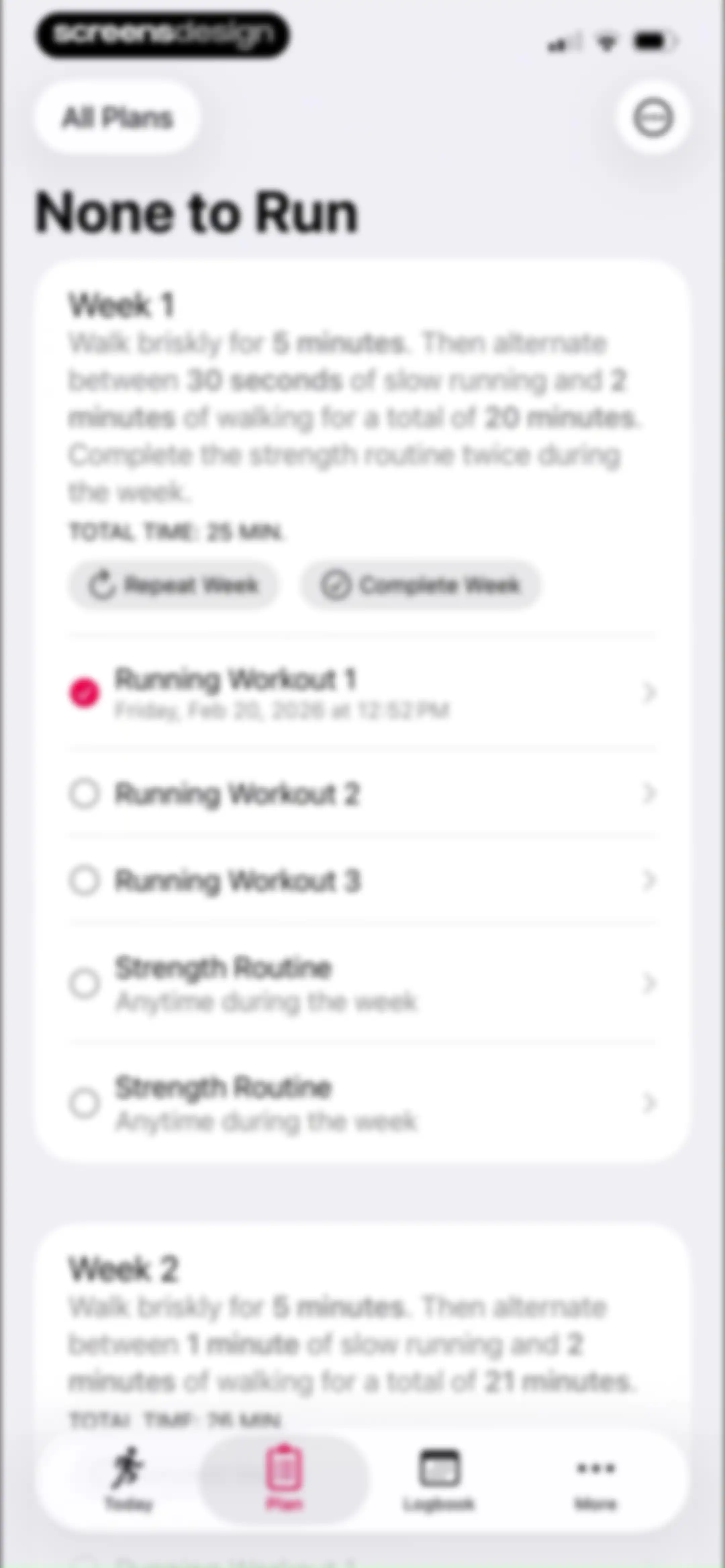 None to Run: Beginner, 5K, 10K screen 43