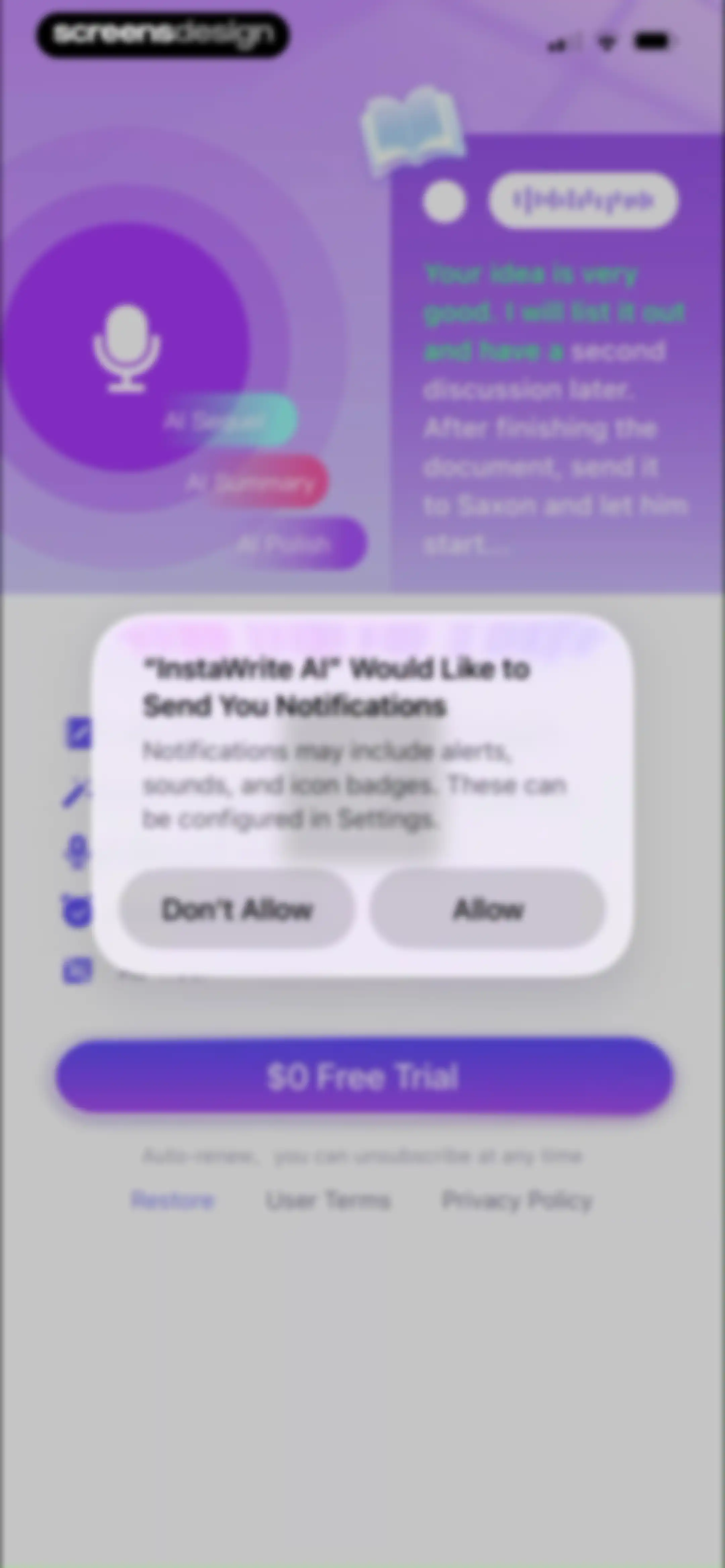 WriteSwift AI - Note Taking screen 3