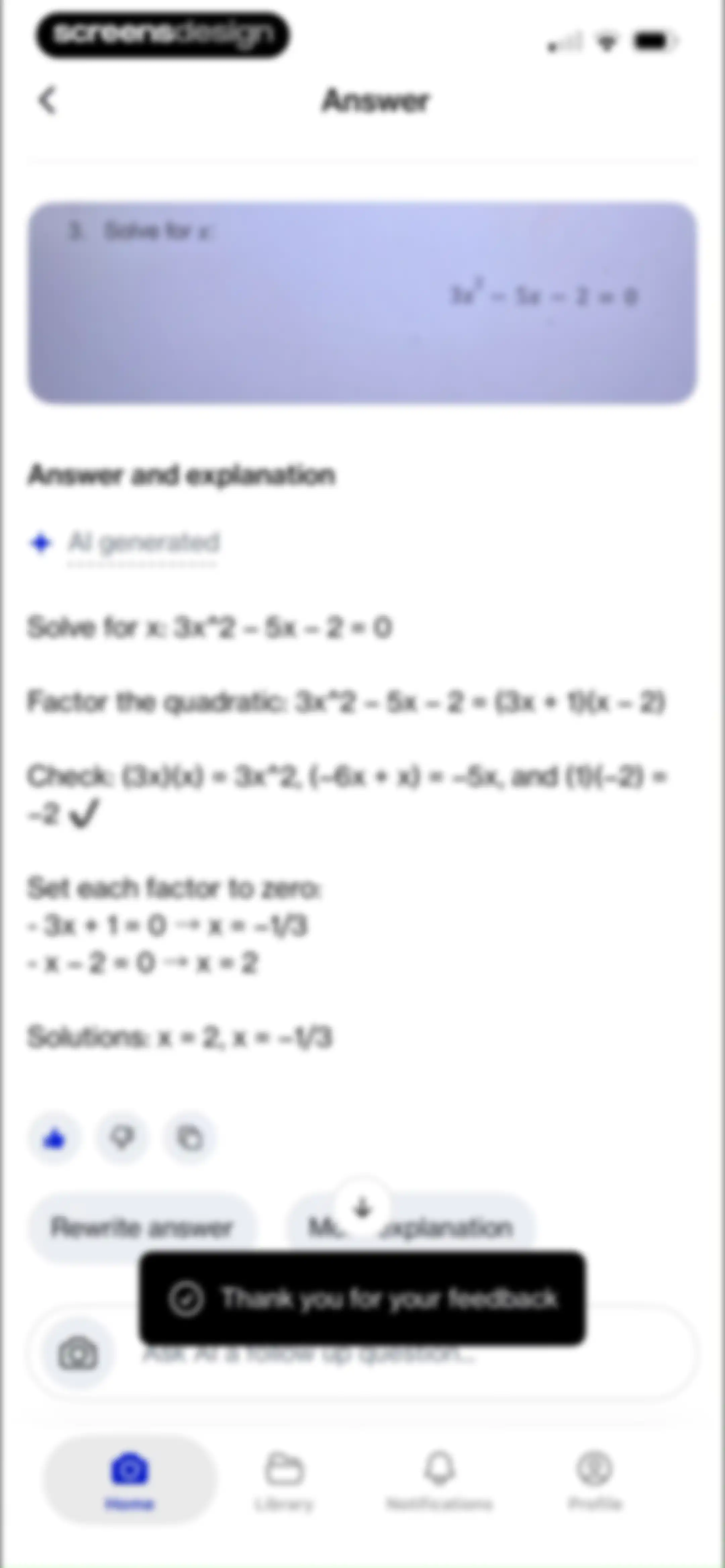 Course Hero: AI Homework Help screen 17