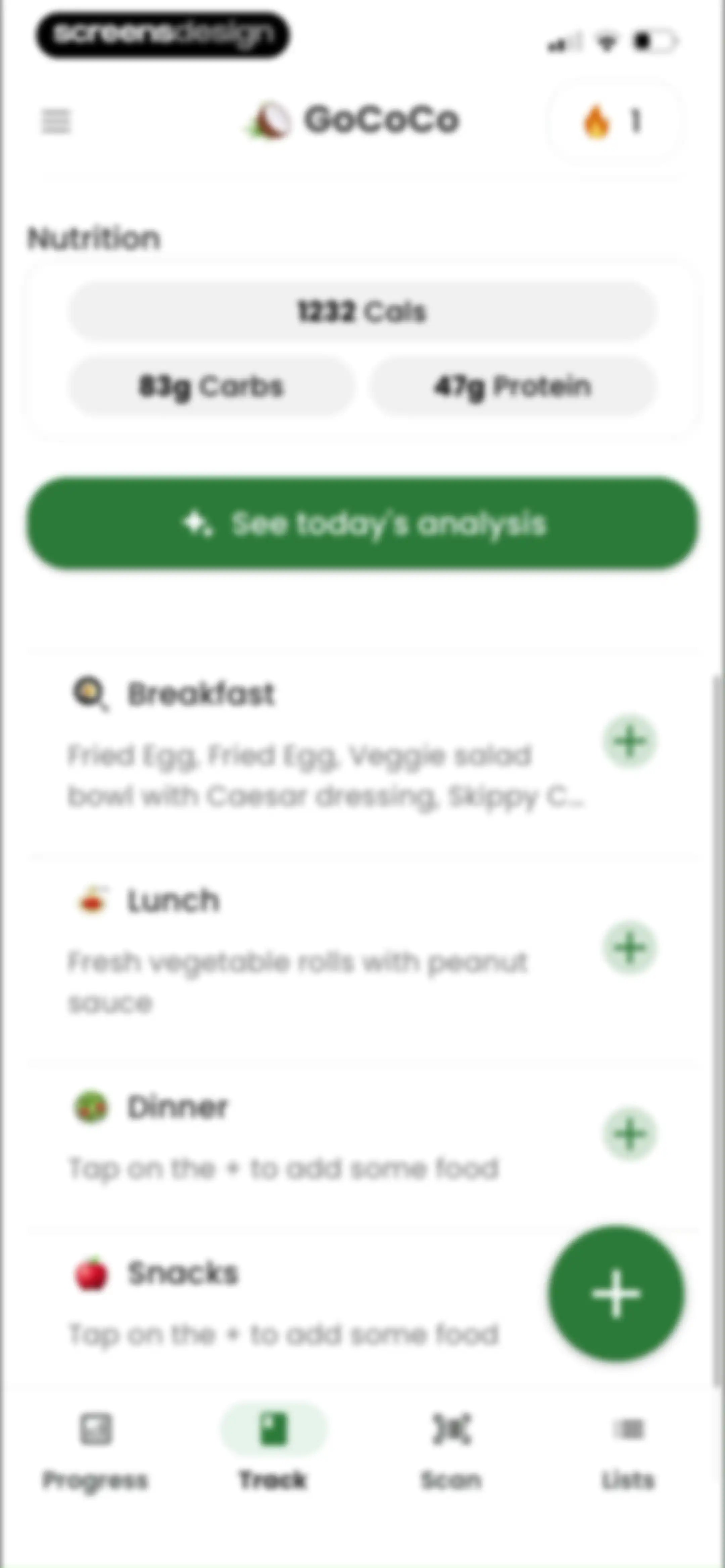 Diabetes food tracker - Gococo screen 98