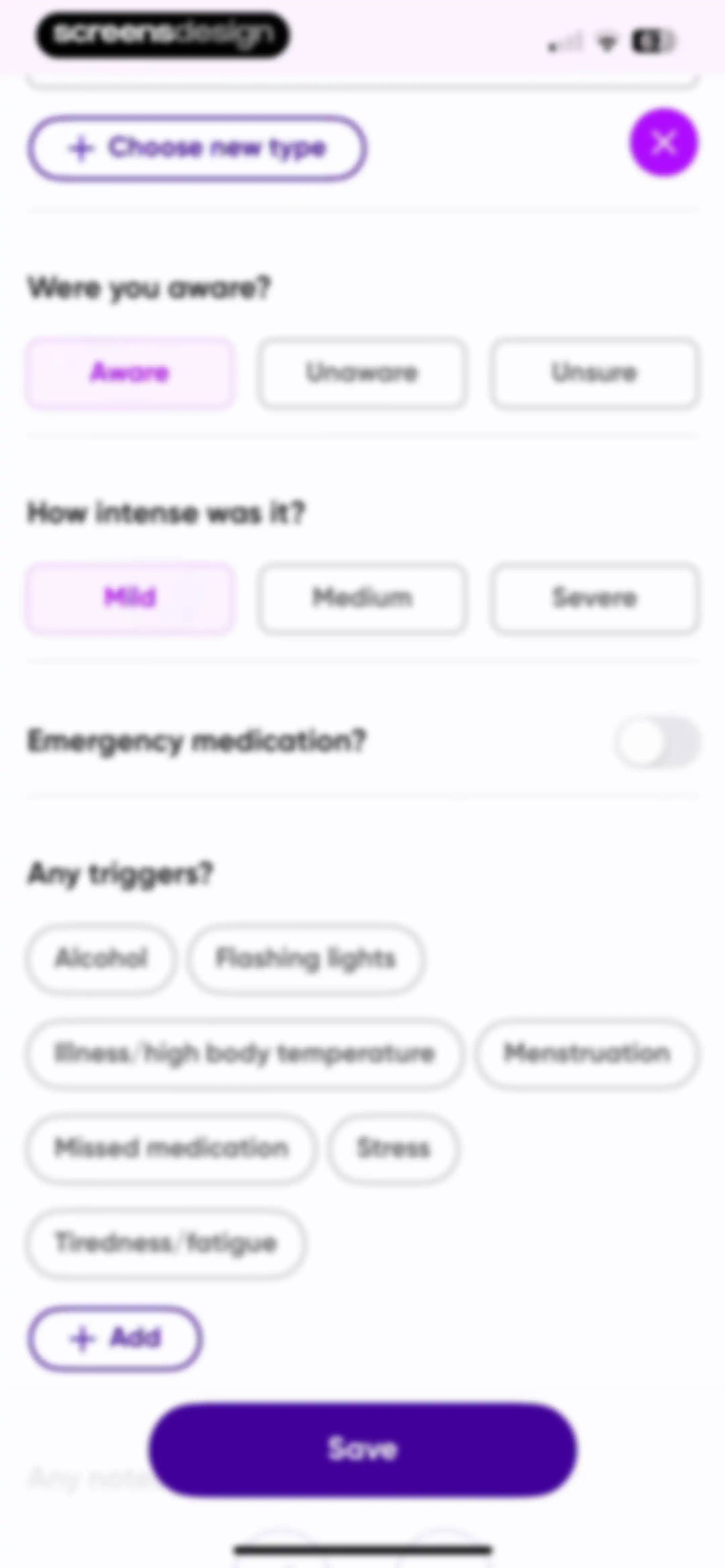 Epsy: Seizure Log for Epilepsy screen 40