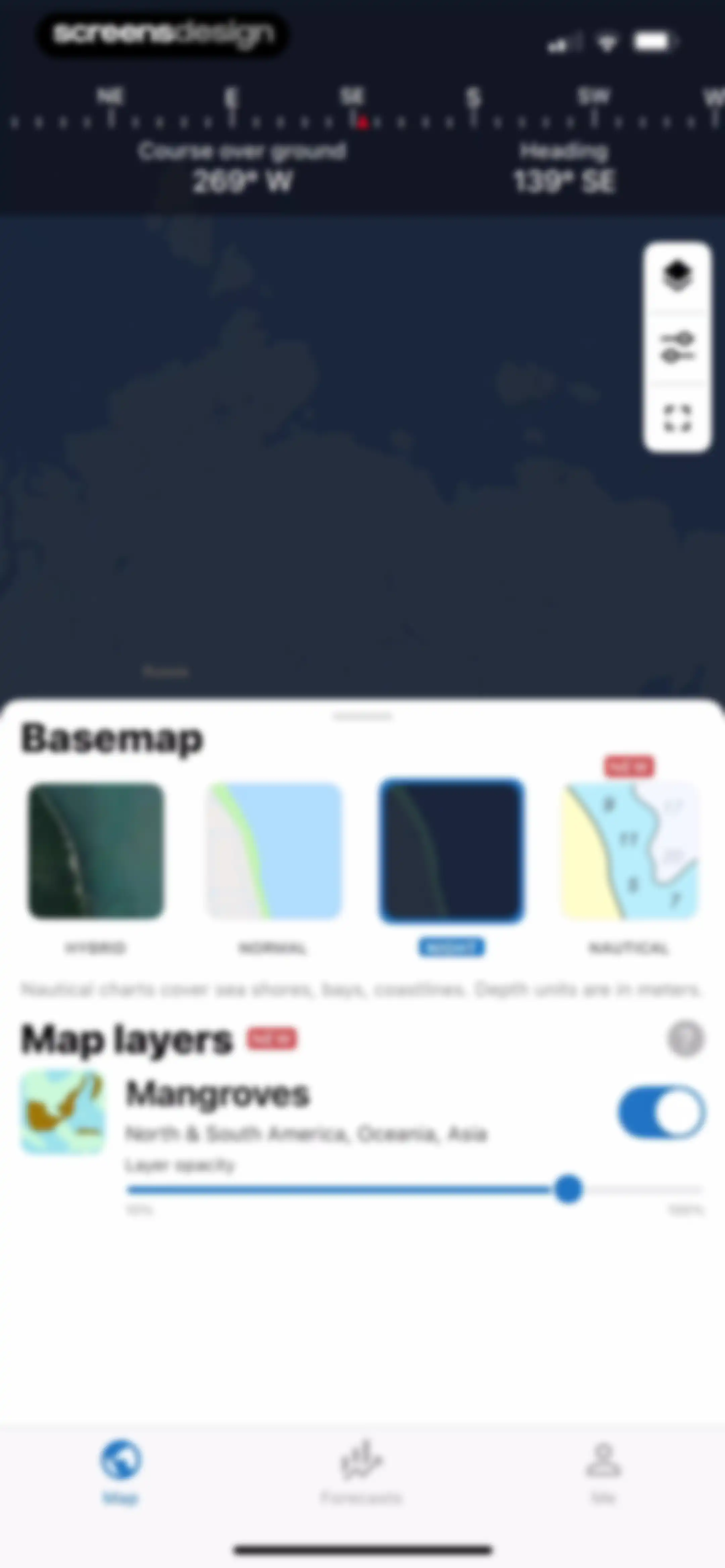 Fishing Points: Map & Forecast screen 58