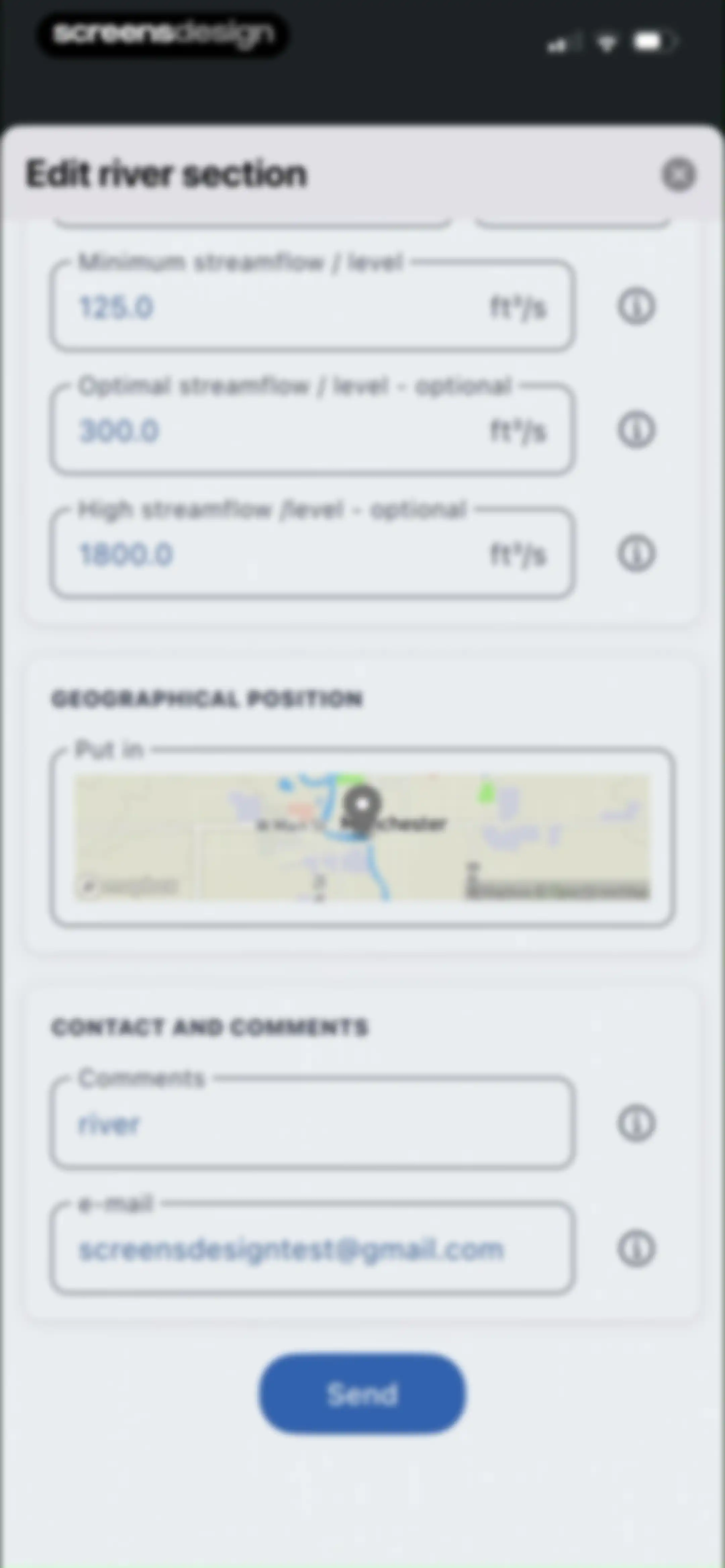 RiverApp - River levels screen 60