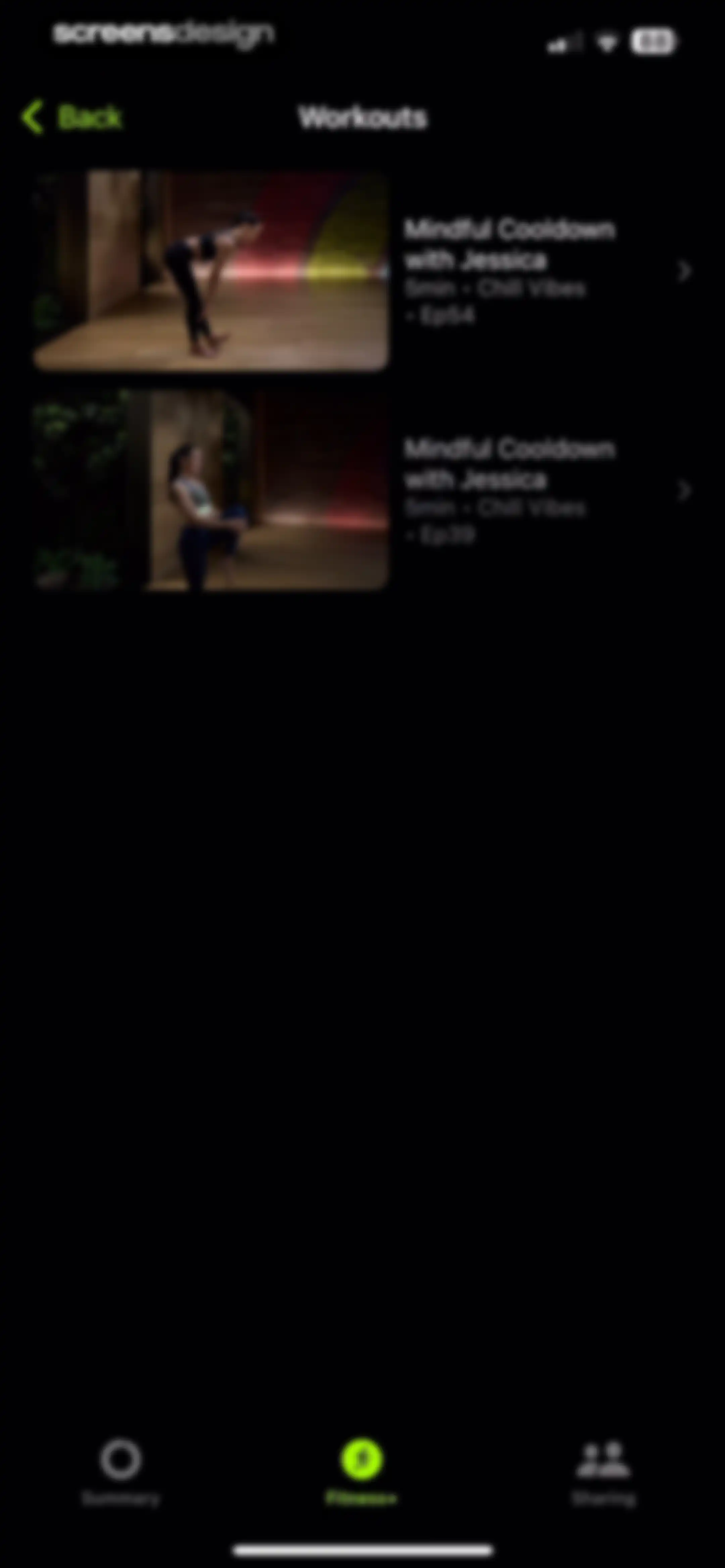 Apple Fitness screen 139
