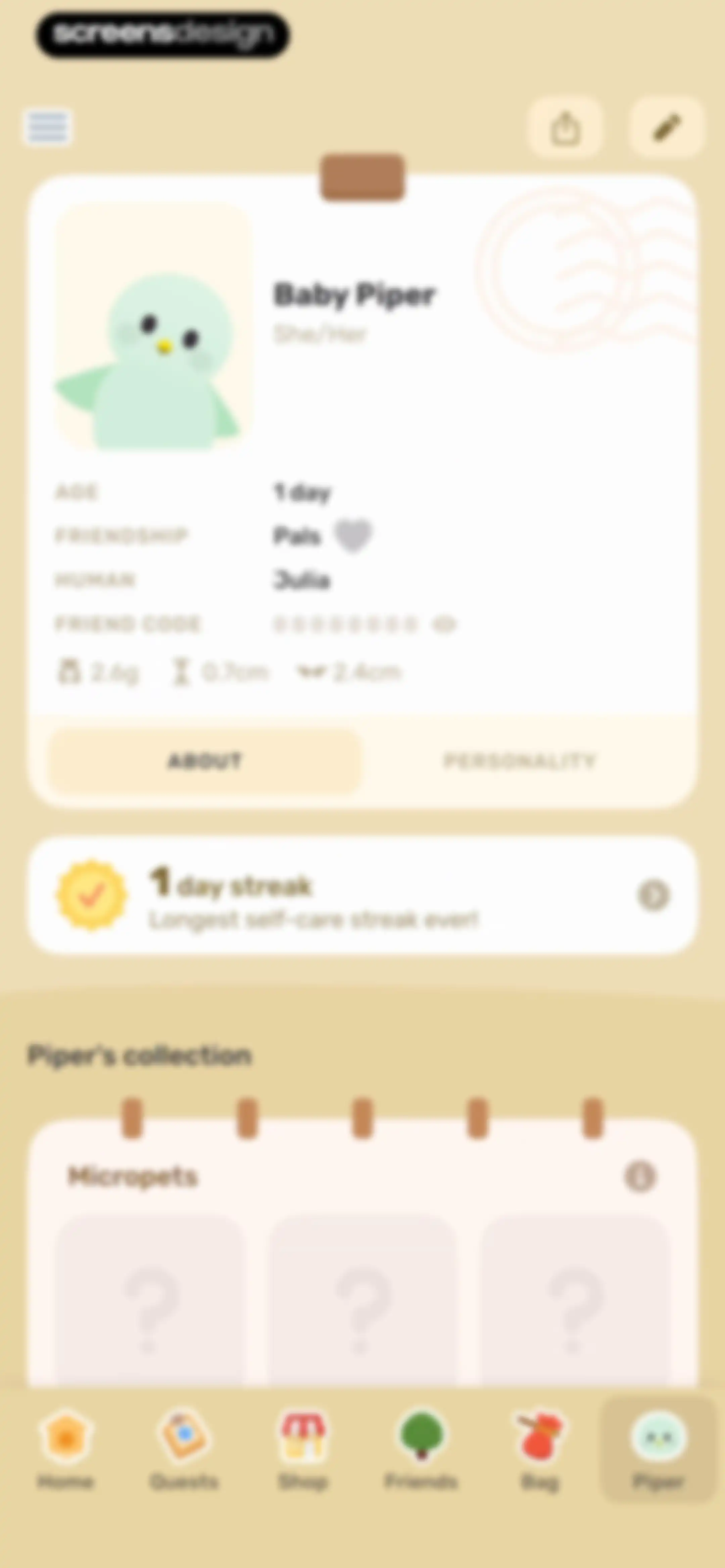 Finch: Self-Care Pet screen 150