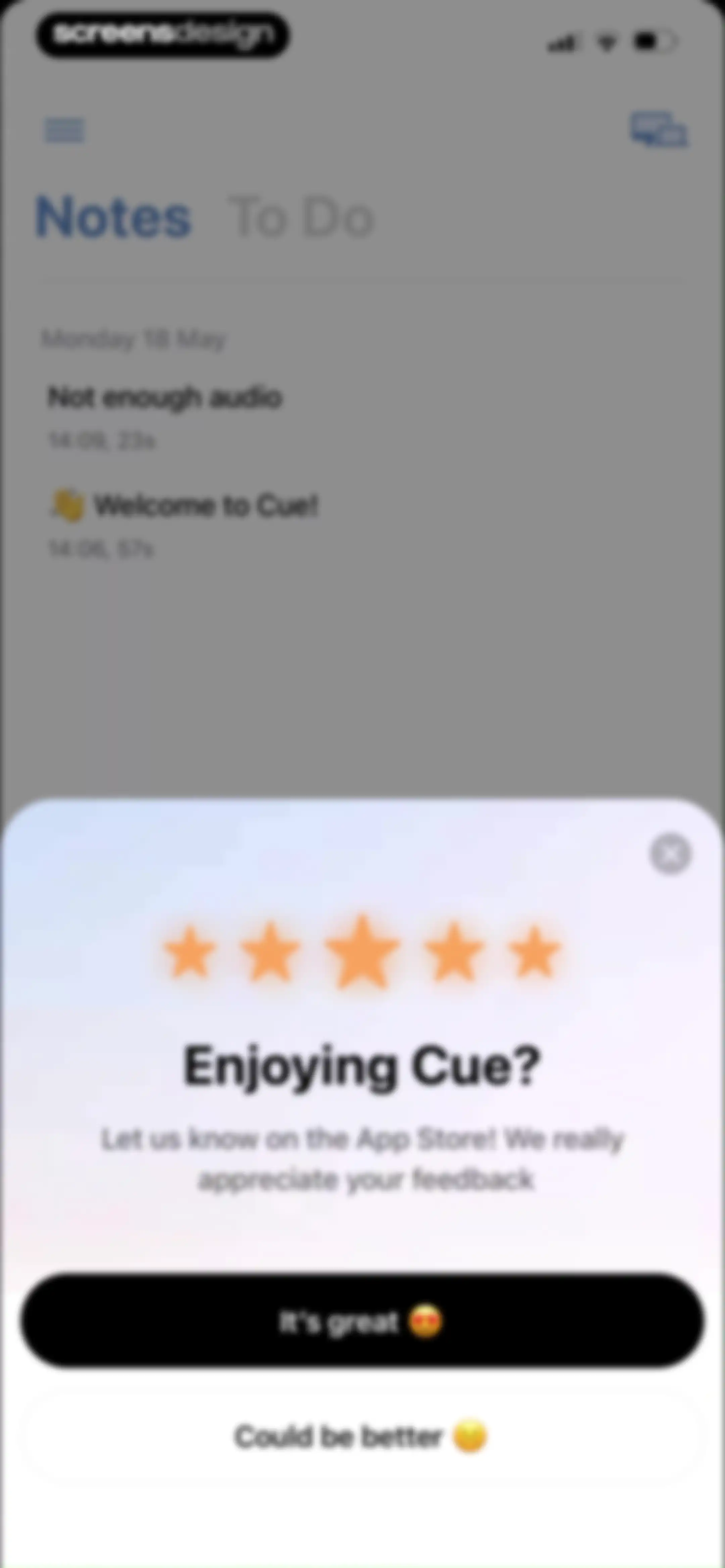 Cue: AI Note Taker & Recorder screen 62