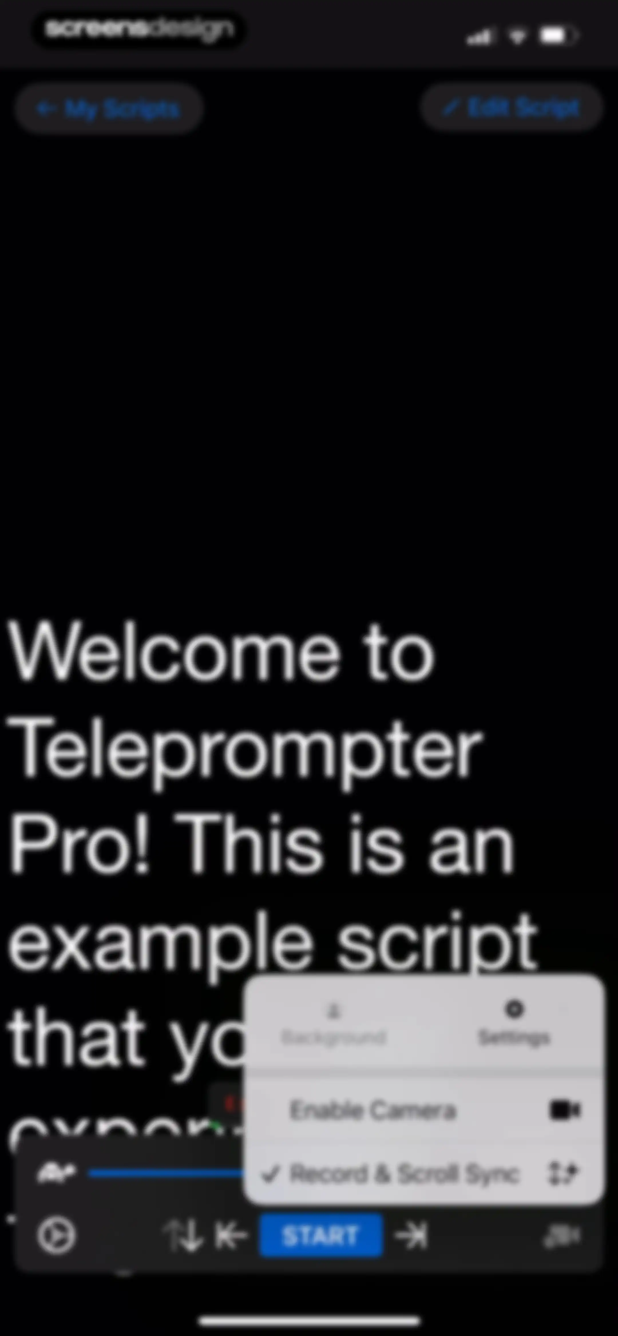 Teleprompter screen 40