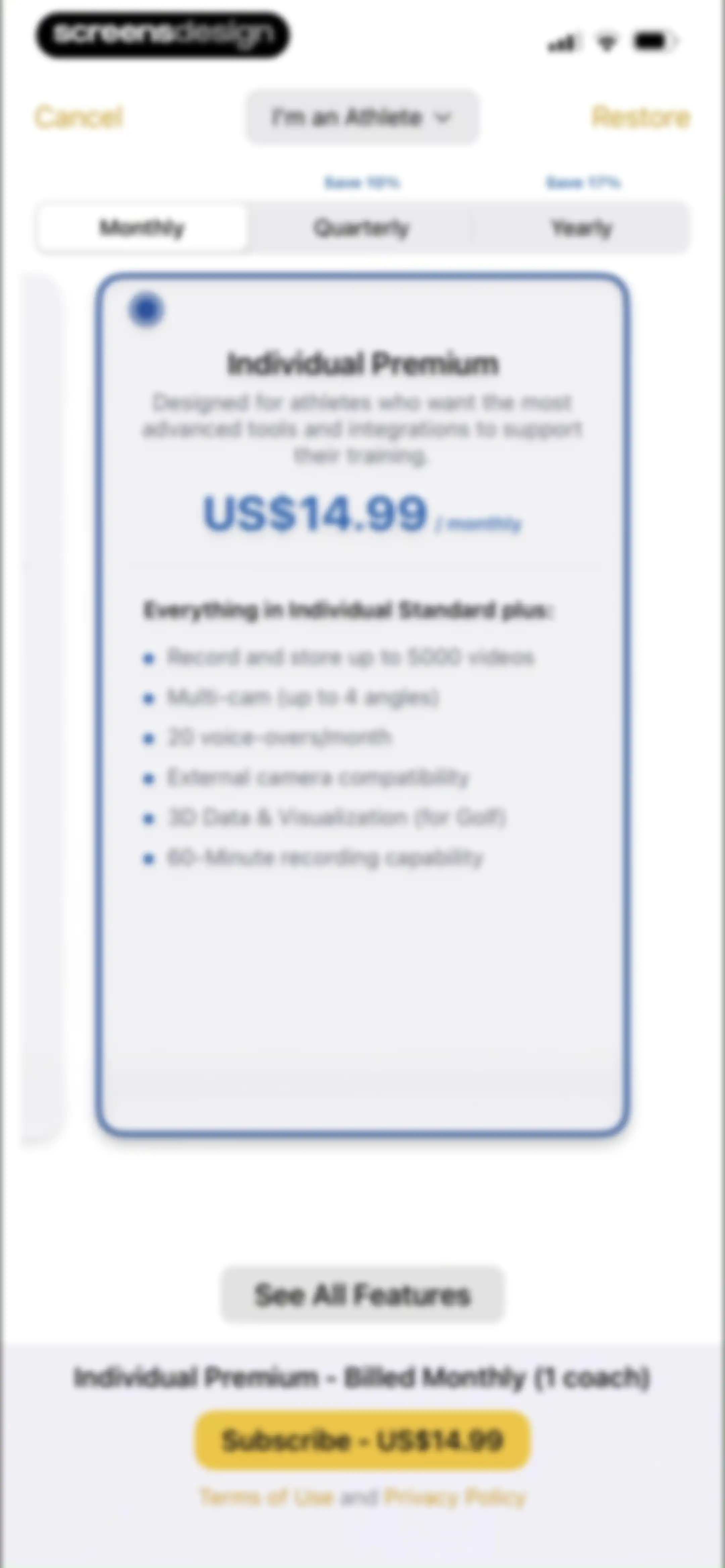 Onform: Video Analysis App screen 88