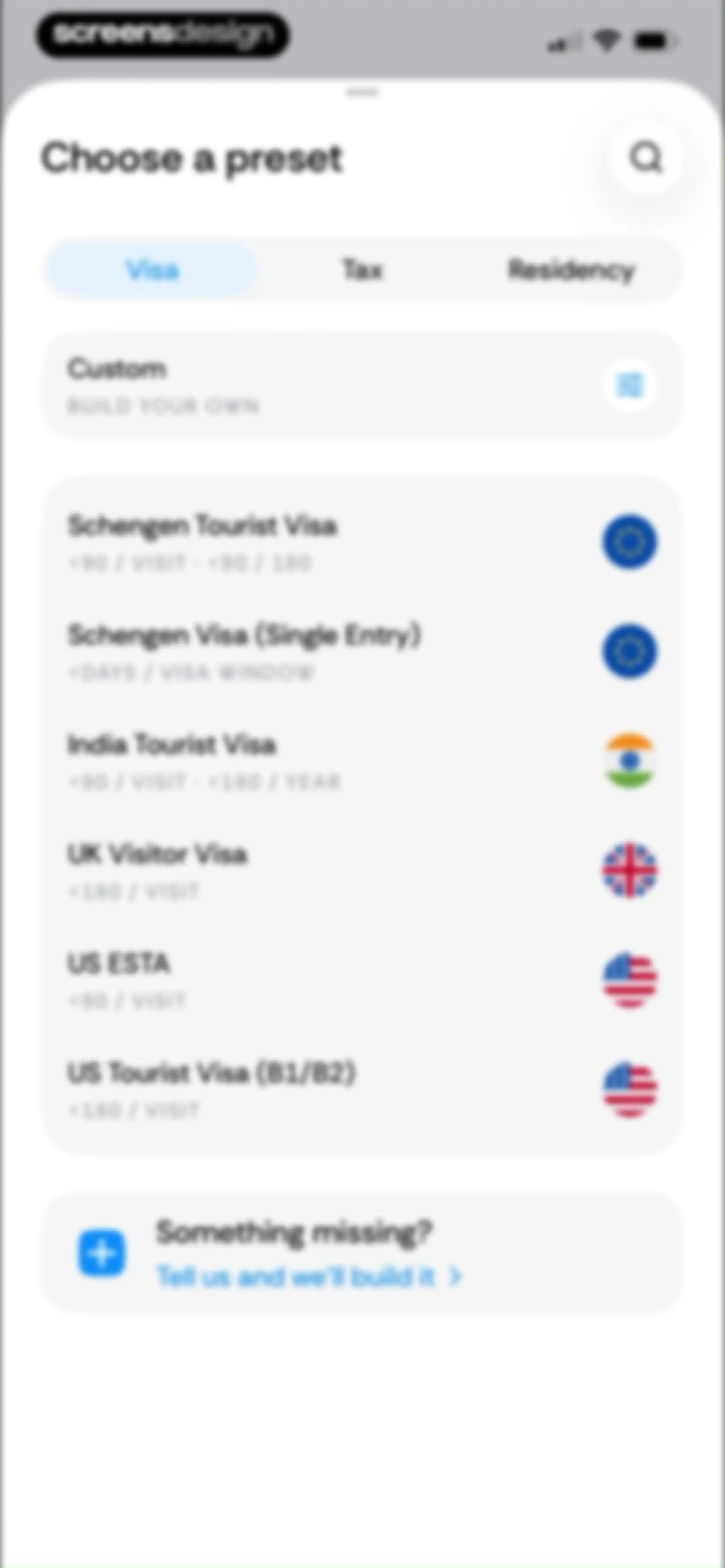 Country Days Tracker: Bounded screen 72