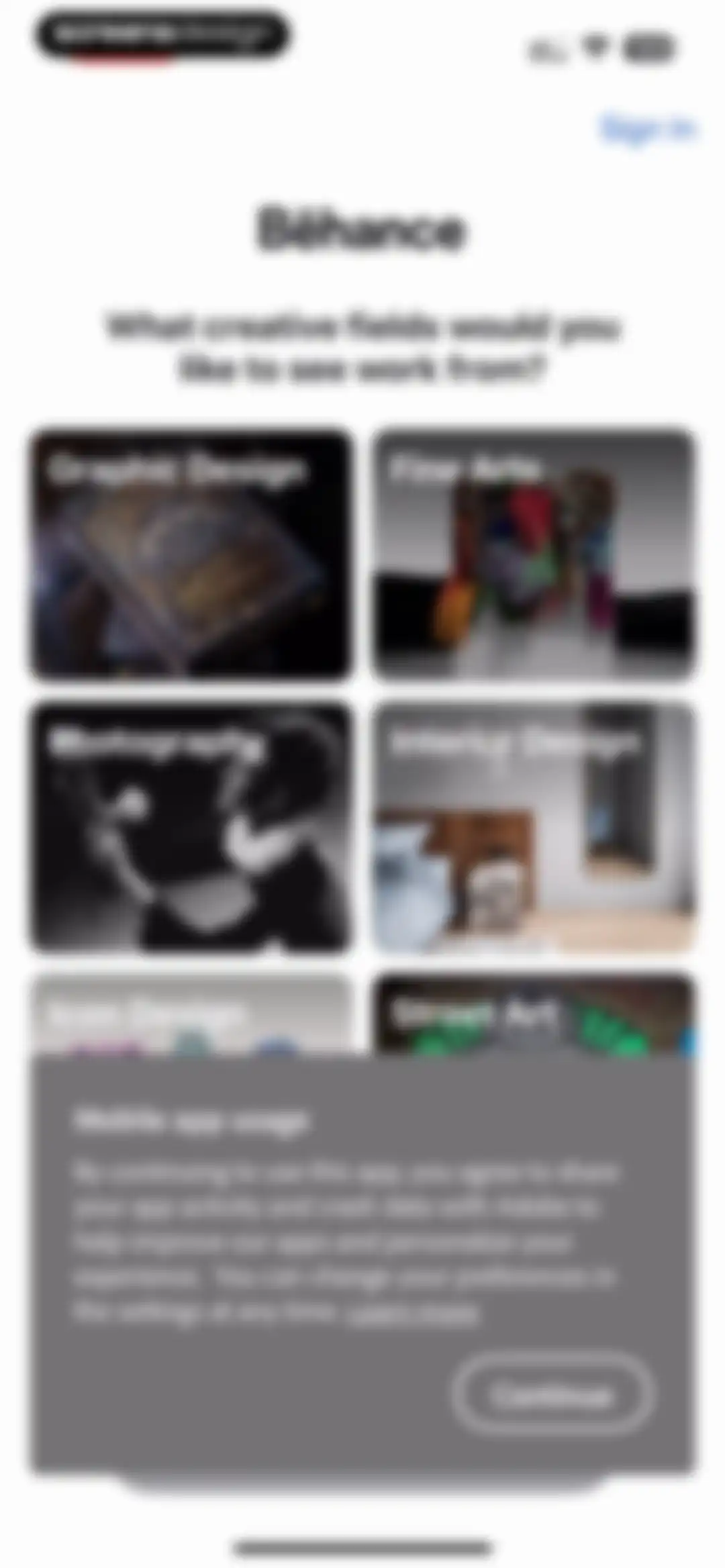 Behance – Creative Portfolios screen 1