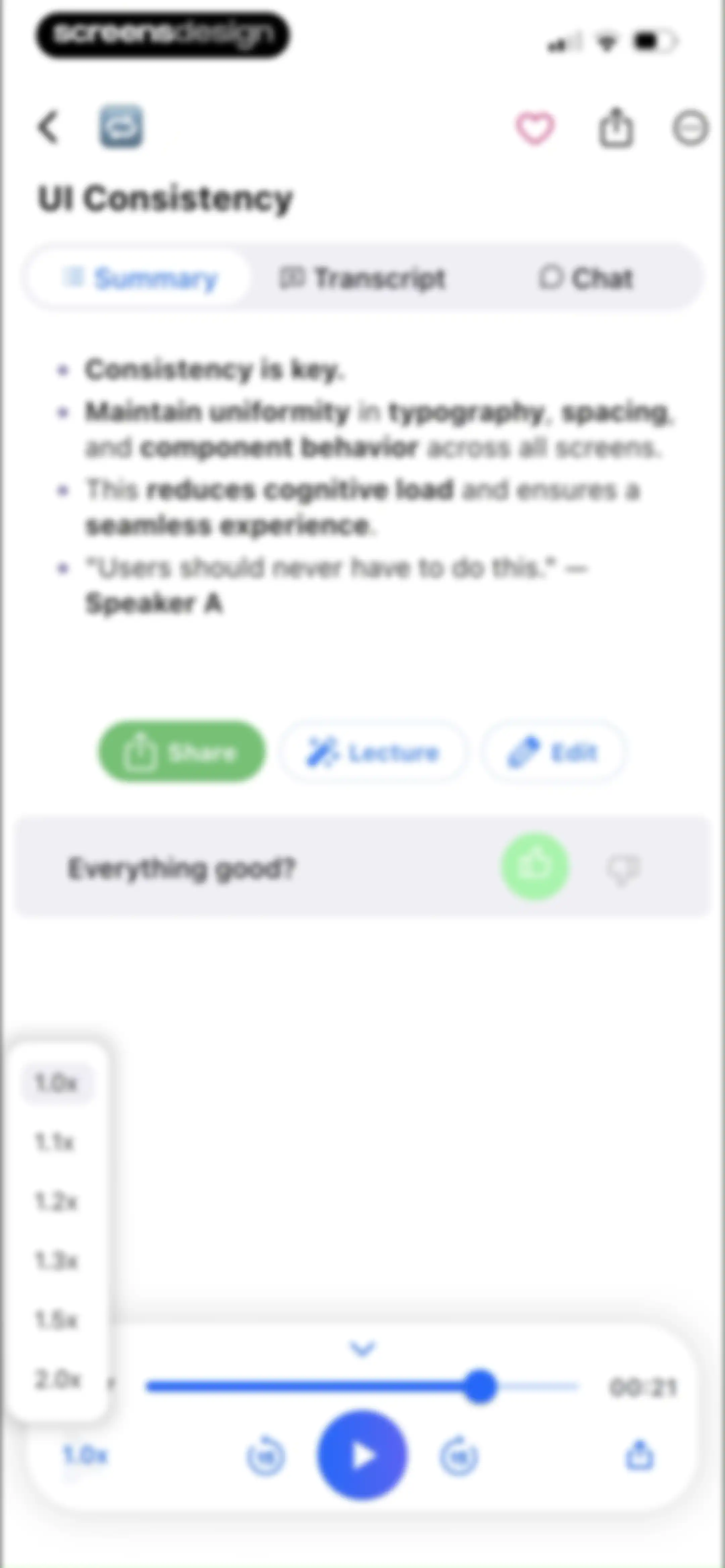 Summary - AI Note Taker screen 48