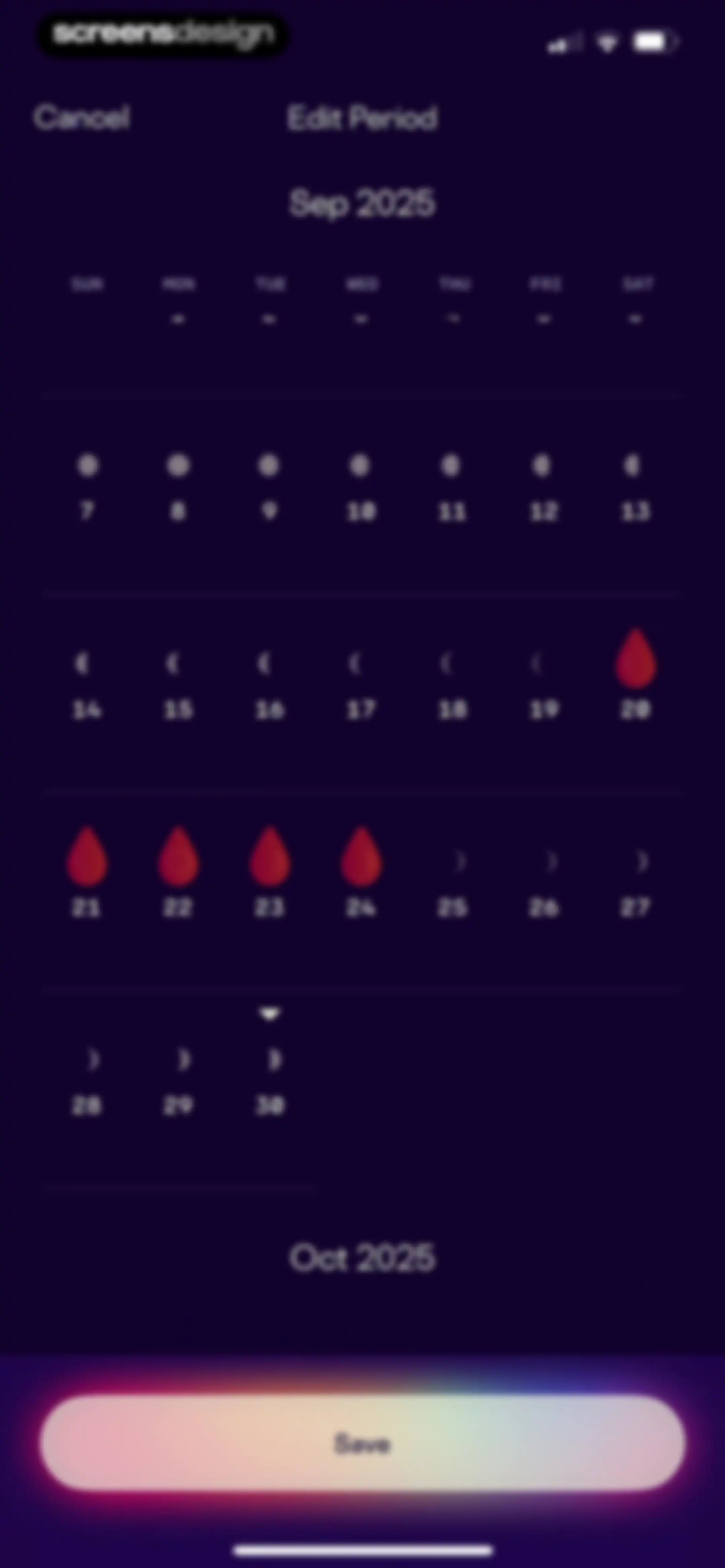 Stardust Period Tracker screen 32